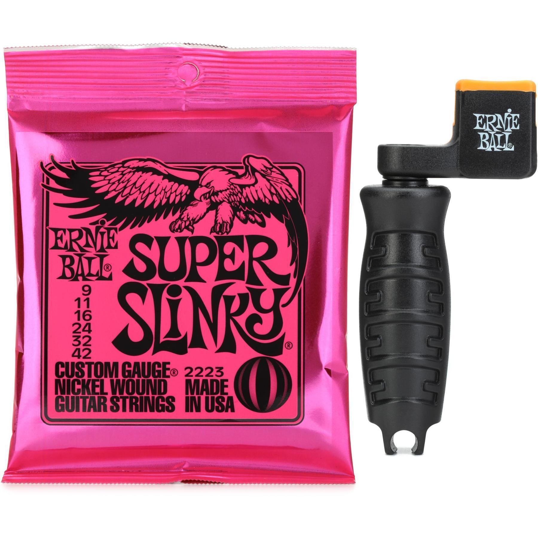 Ernie Ball 2223 Super Slinky Nickel Wound Electric Guitar Strings with  Pegwinder - .009-.042