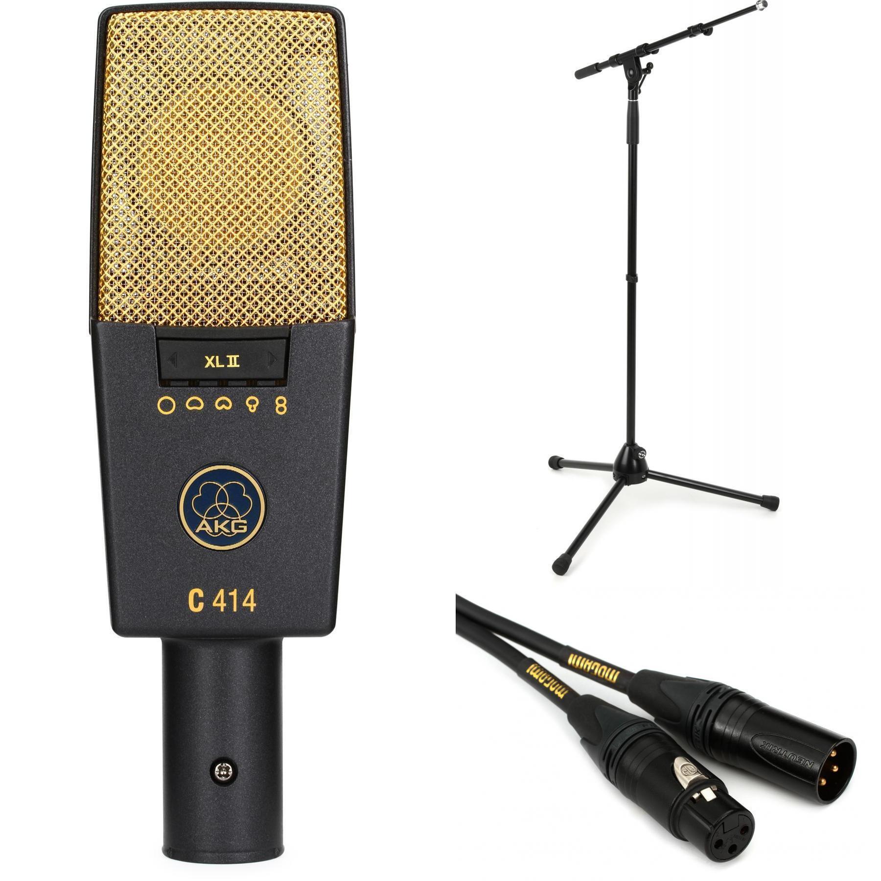 AKG C414 XLII Large-diaphragm Condenser Microphone Bundle with Stand and  Cable