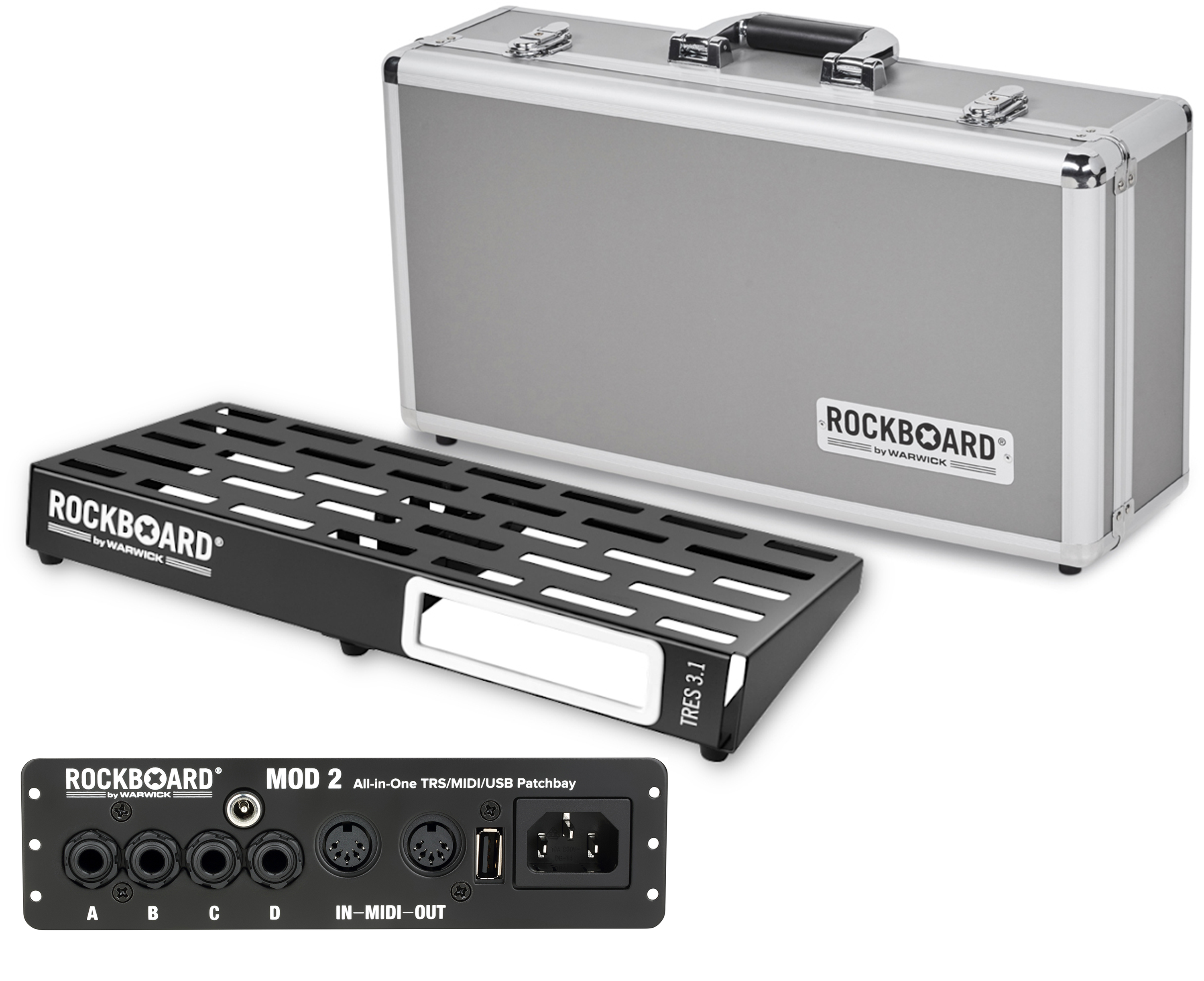 RockBoard by Warwick Tres 3.1 Pedalboard - 20.54 inches x 9.29 inches with Patchbay