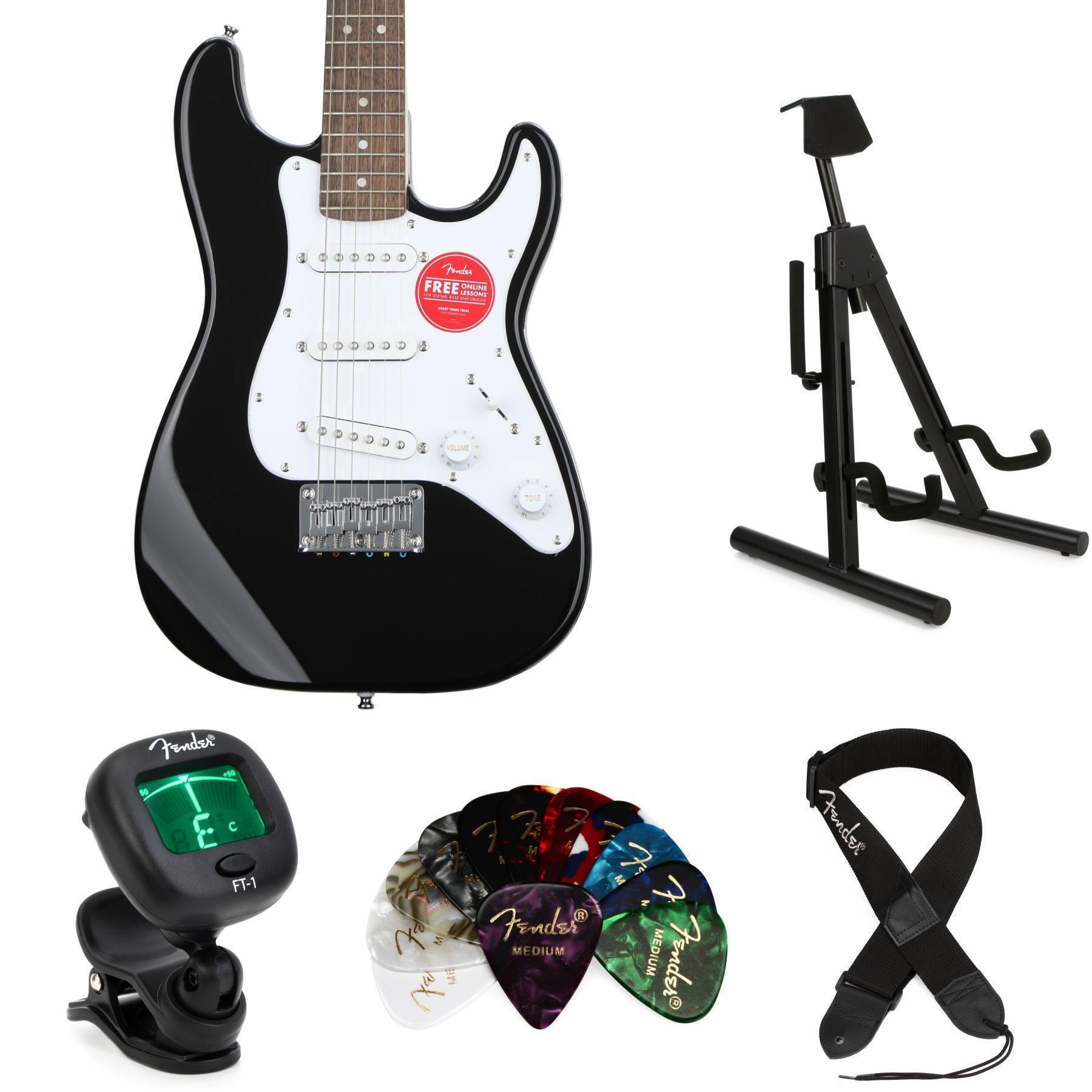 Squier Mini Stratocaster Electric Guitar - Black with Laurel