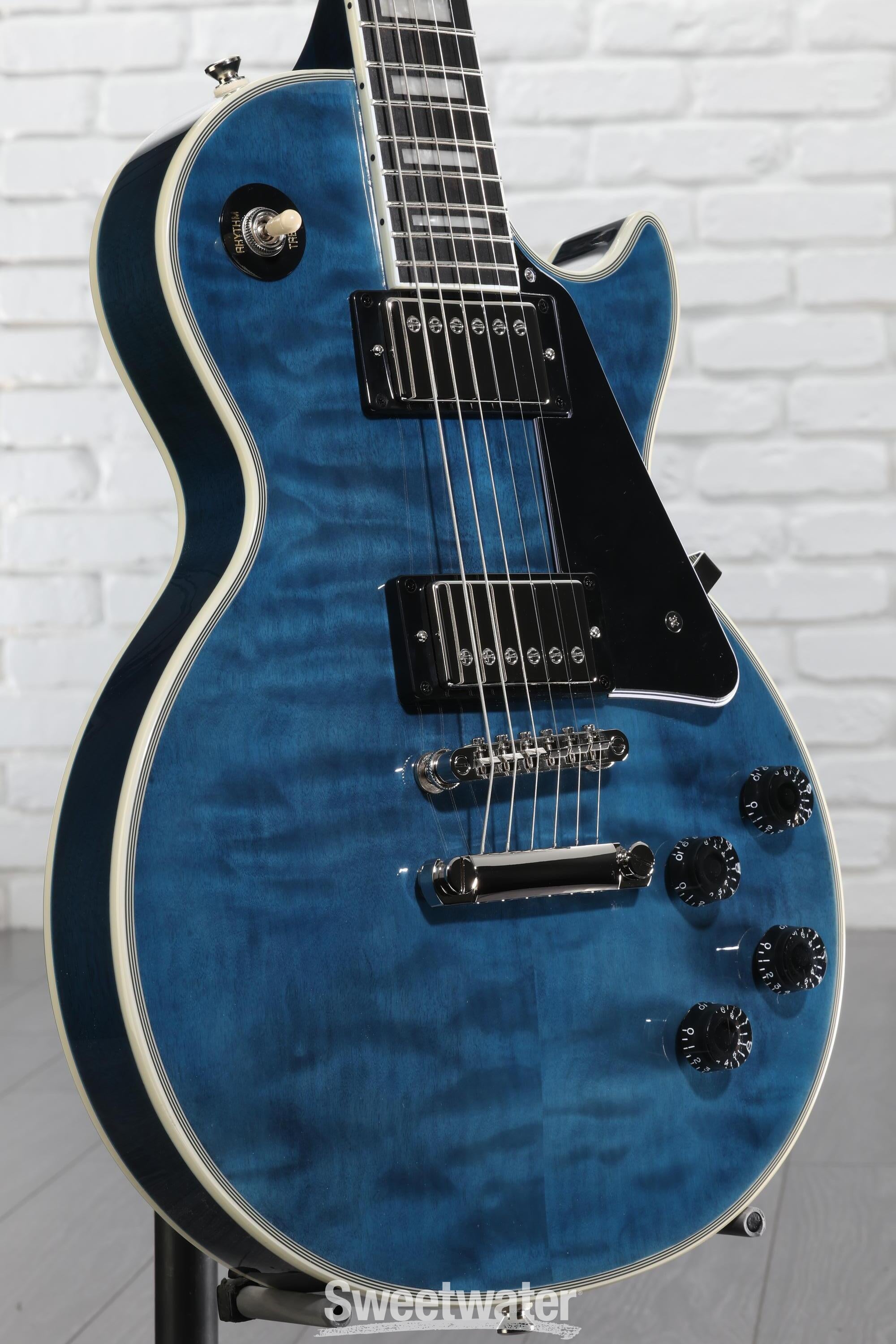 ギター Epiphone Les Paul Quilt Viper Blue Epiphone Les Paul Custom Quilt in Viper Blue w/Premium