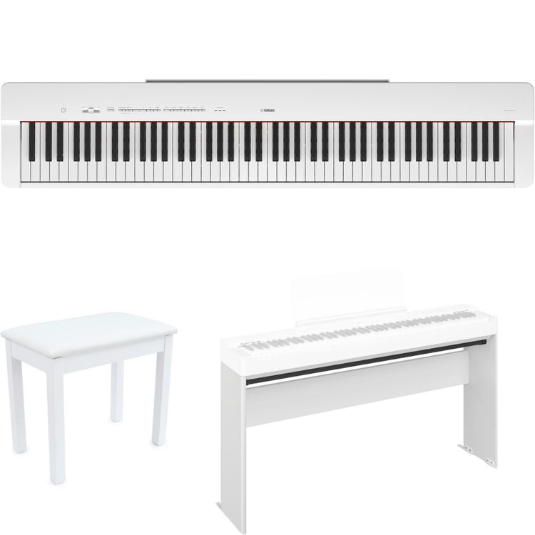  YAMAHA P45 88-Key Weighted Digital Piano Home Bundle With  Wooden Furniture Stand And Bench : Musical Instruments