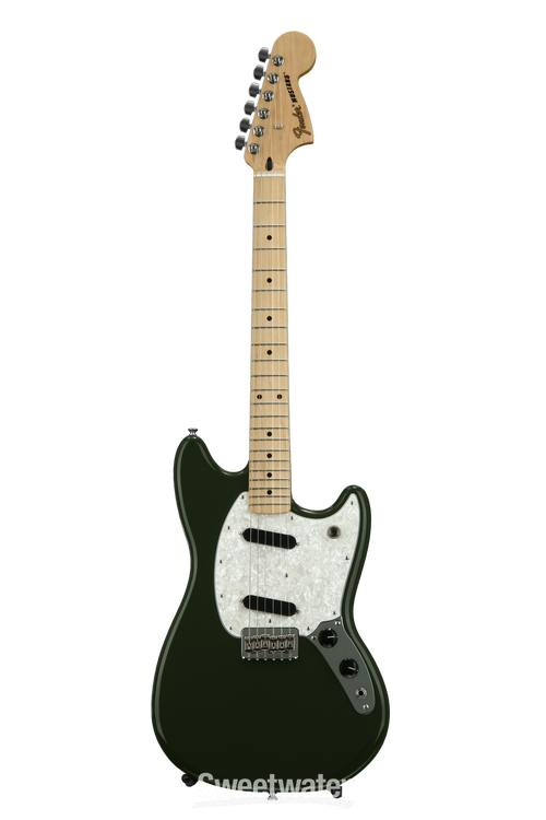 Fender Mustang - Olive with Maple Fingerboard | Sweetwater