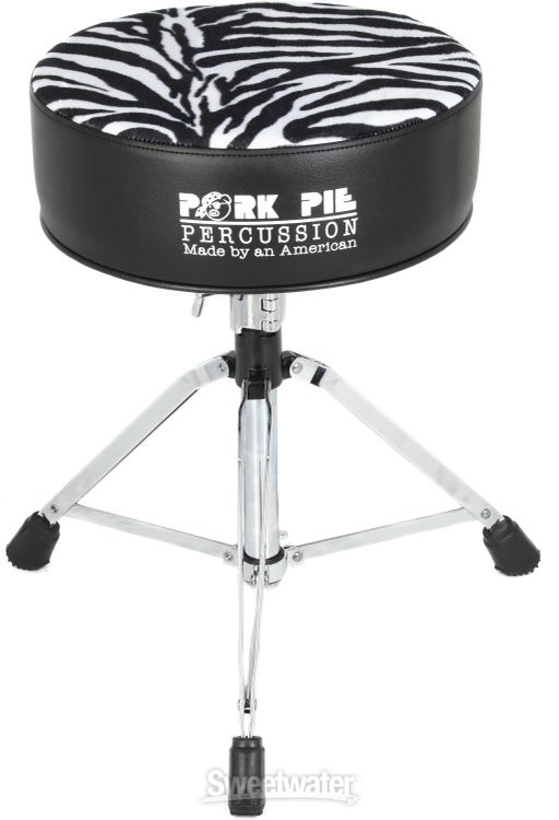 Pork Pie Percussion Round Drum Throne - Black with Zebra Print
