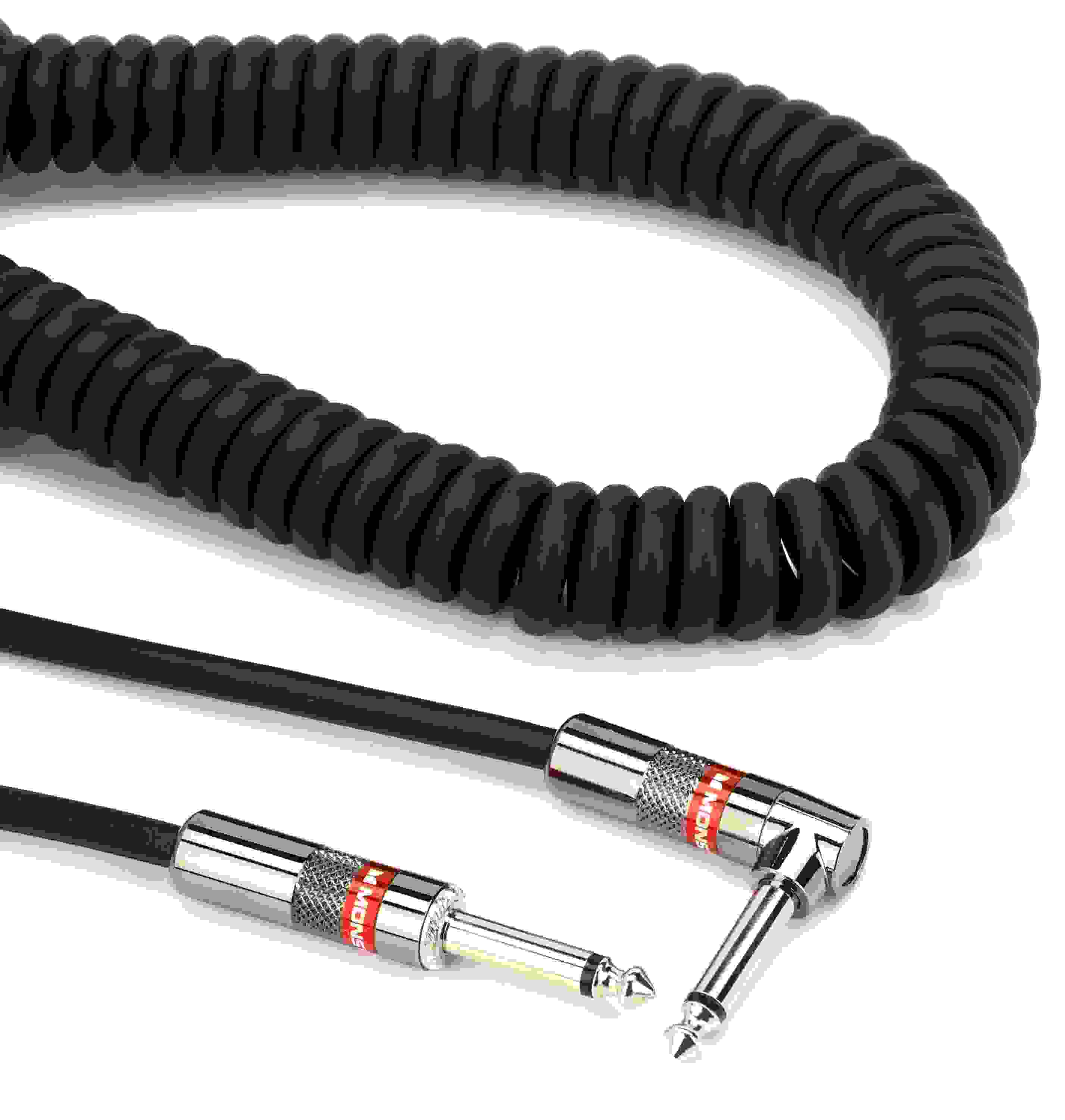Monster Prolink Classic Straight to Right Angle Coiled Instrument Cable - 21 foot Black