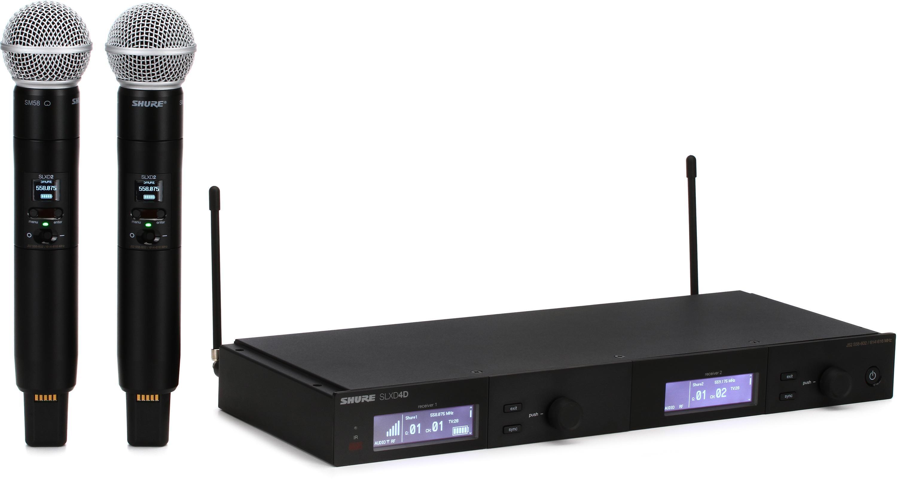 Shure SLXD24D/SM58 Digital Wireless Dual Handheld Microphone System - G58 Band | Sweetwater