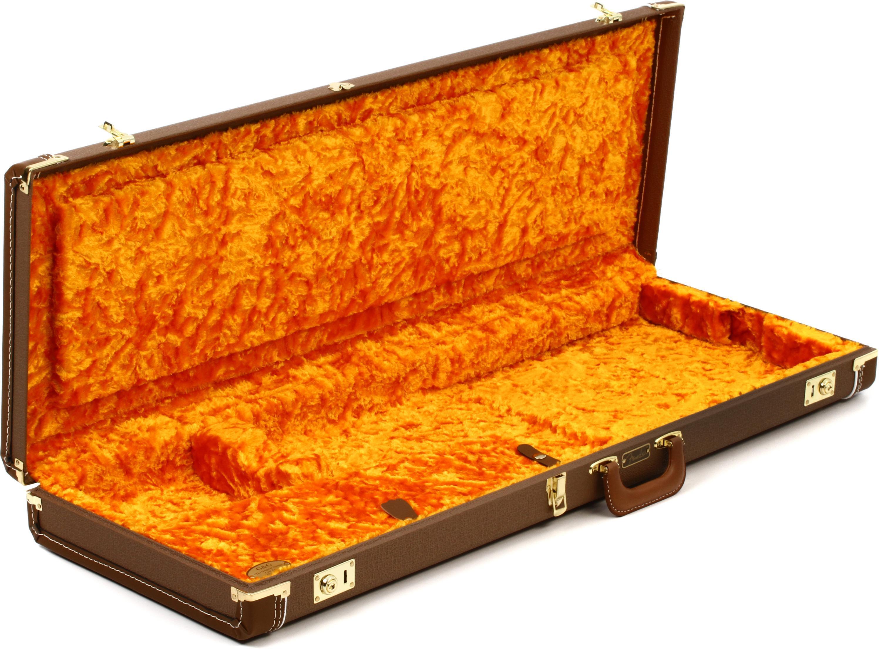 Fender G&G Deluxe Hardshell Case for Stratocaster / Telecaster - Brown with  Gold Plush Interior