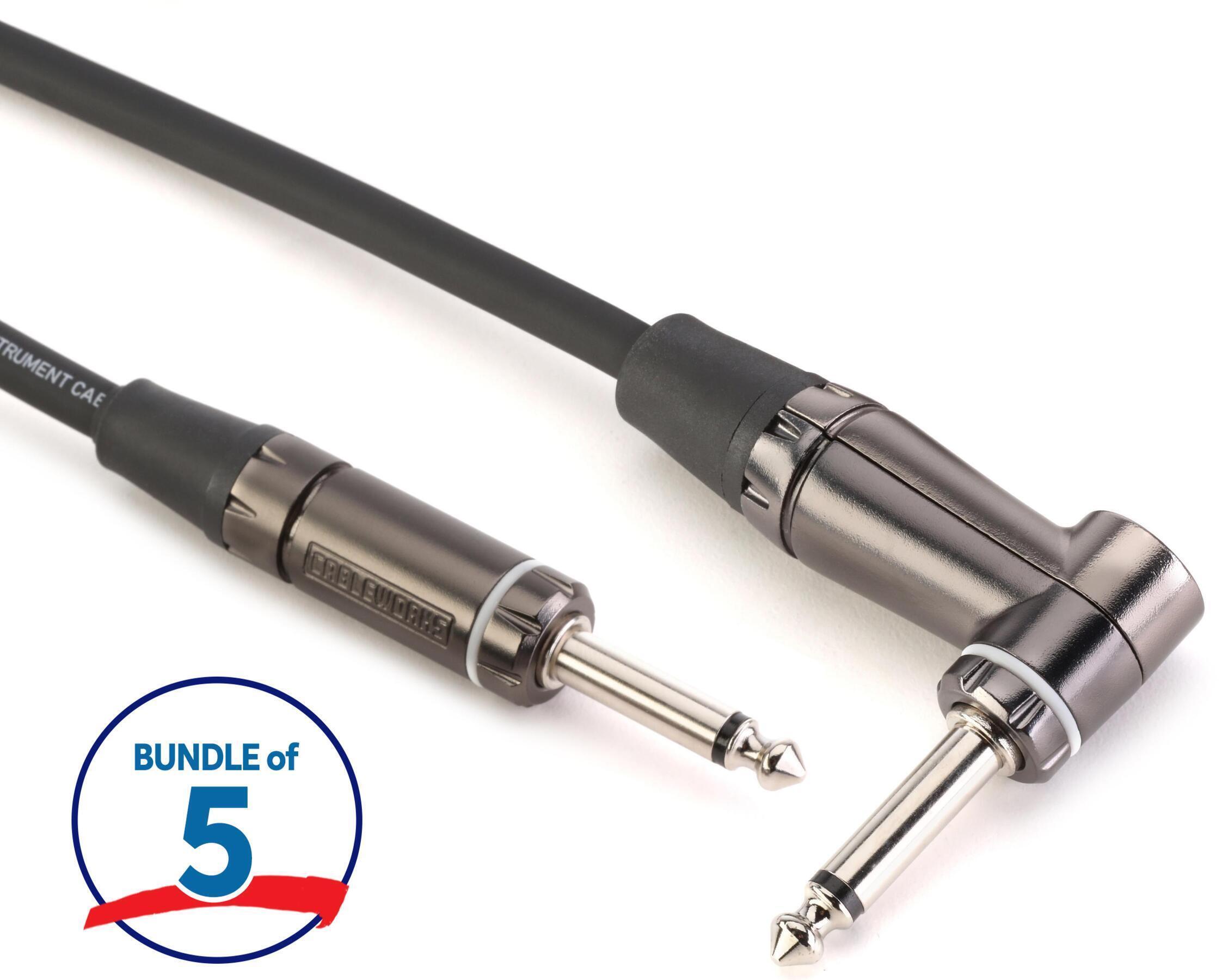 Photo of Gator Cableworks Composer Series 1/4-inch TS Male Straight to Right-angle Instrument Cable - 20 foot (5-pack)