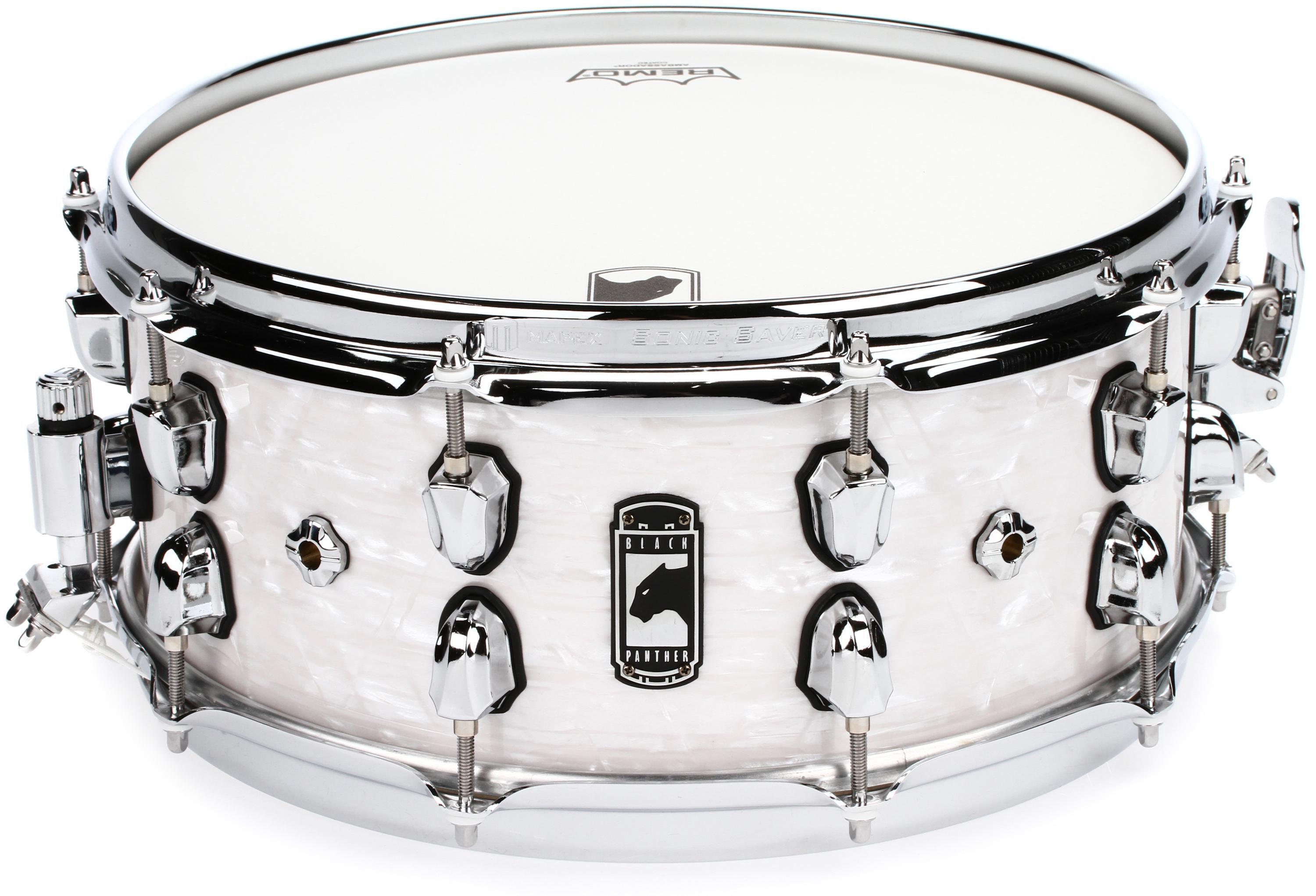 Black Panther Heritage Snare Drum - 6 x 14-inch - White Strata 