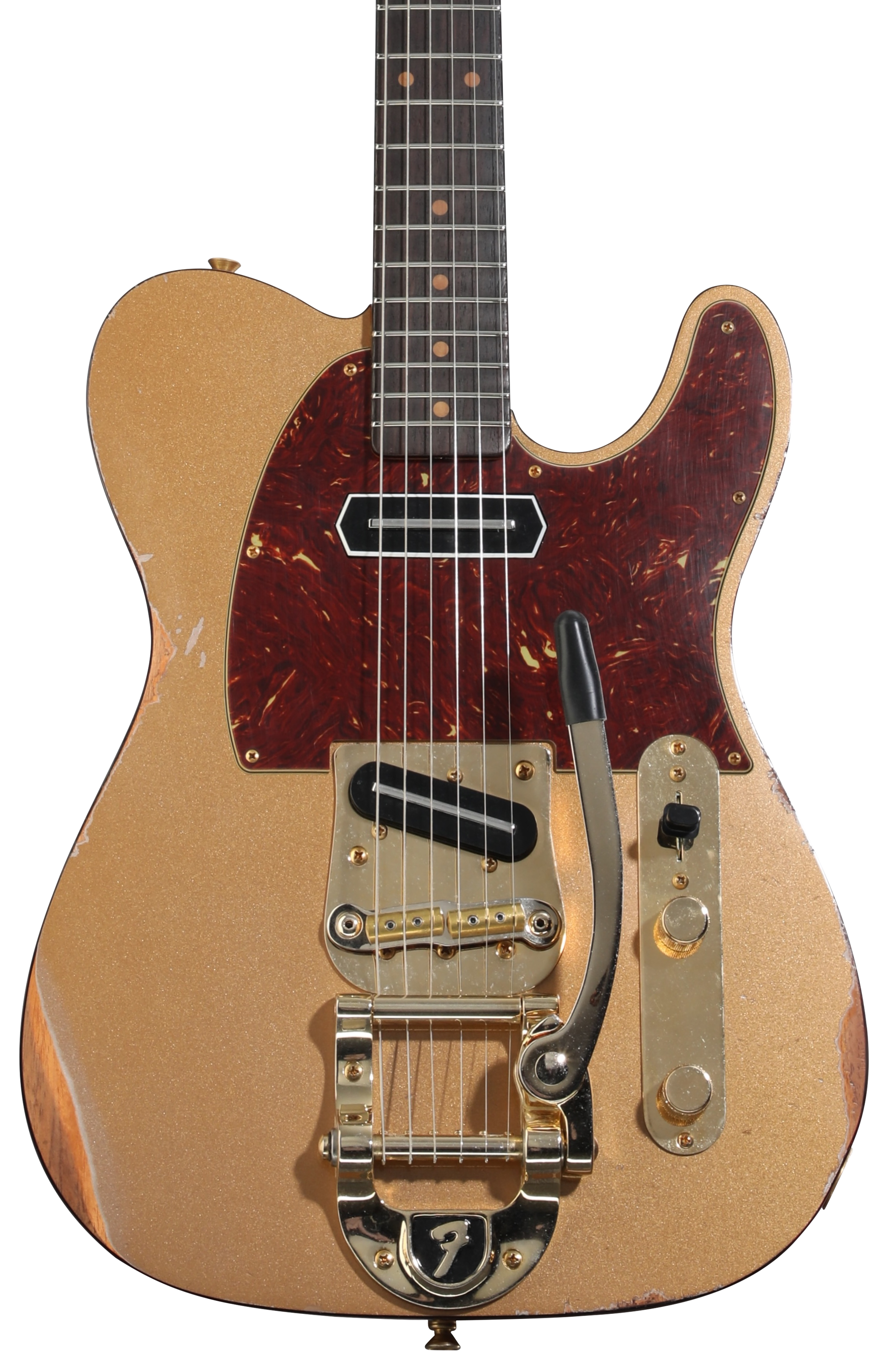 Fender Custom Shop Limited-edition Bow Tie Telecaster Electric Guitar - Aged Firemist Gold, Relic