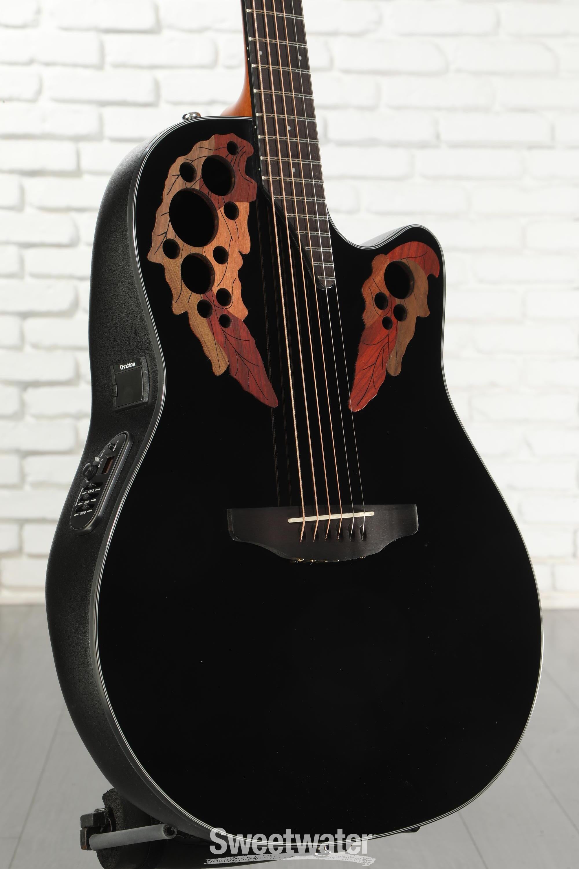 Ovation Elite Celebrity Mid-Depth Acoustic-Electric Guitar - Black