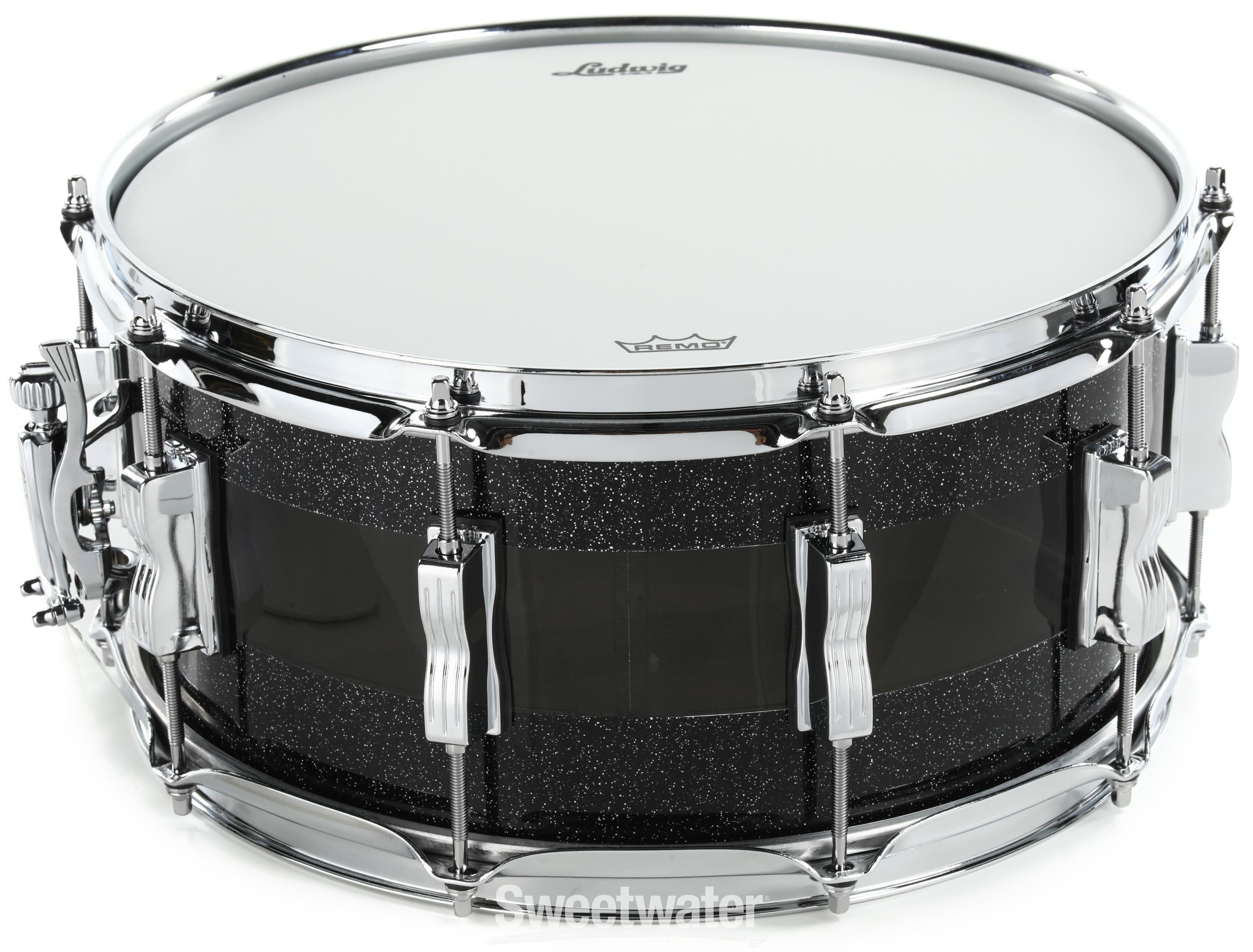 Vistalite Snare Drum - 6.5-inch x 14-inch - Black Sparkle/Smoke