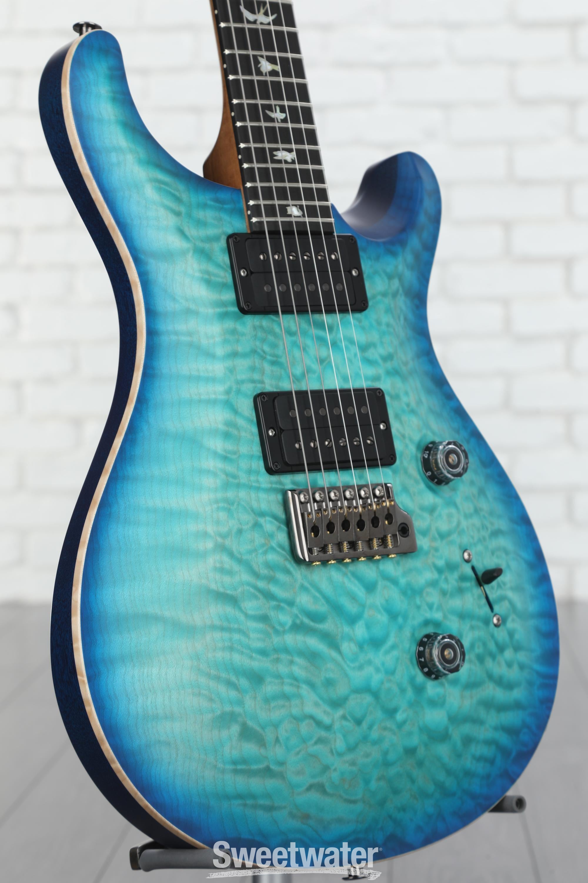 Prs Wood Library Custom 24 Electric Guitar - Satin Makena Blue, 10-top 