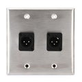 Photo of Pro Co WP2016 Double Gang Stainless Steel Wall Plate with 2 XLR Male Connectors
