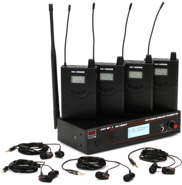 UHF Four 4 Channels Wireless In Ear Monitor System Stage Headphone  Monitoring