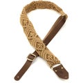 Photo of LM Products 2-inch Macrame Cotton Guitar Strap with Leather Ends - Beige