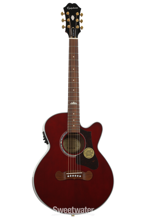 Epiphone J-200 EC Studio Parlor Acoustic-Electric Guitar - Wine Red |  Sweetwater