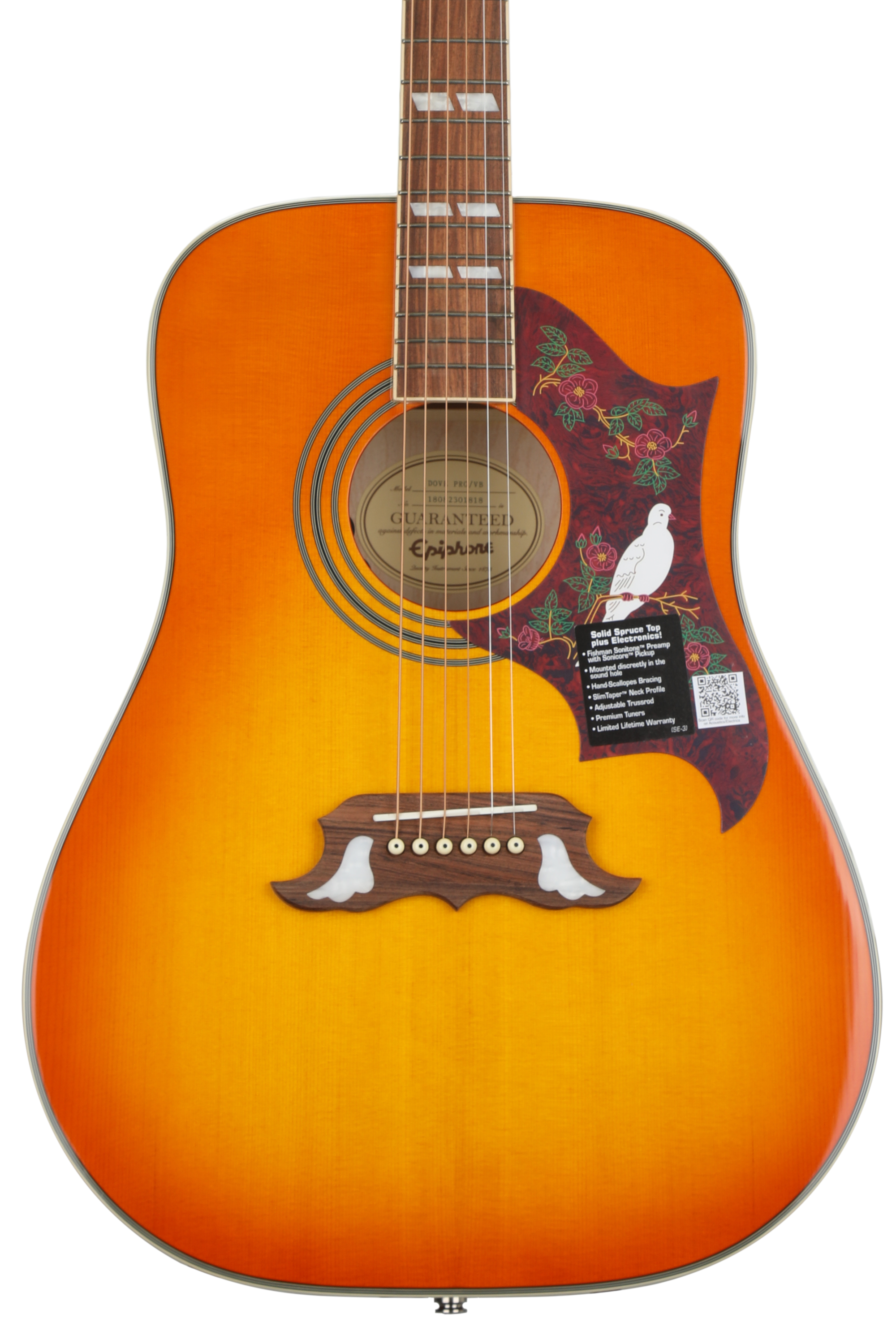 ギター Epiphone Dove Pro Epiphone Dove Studio Acoustic-electric Guitar - Violin Burst