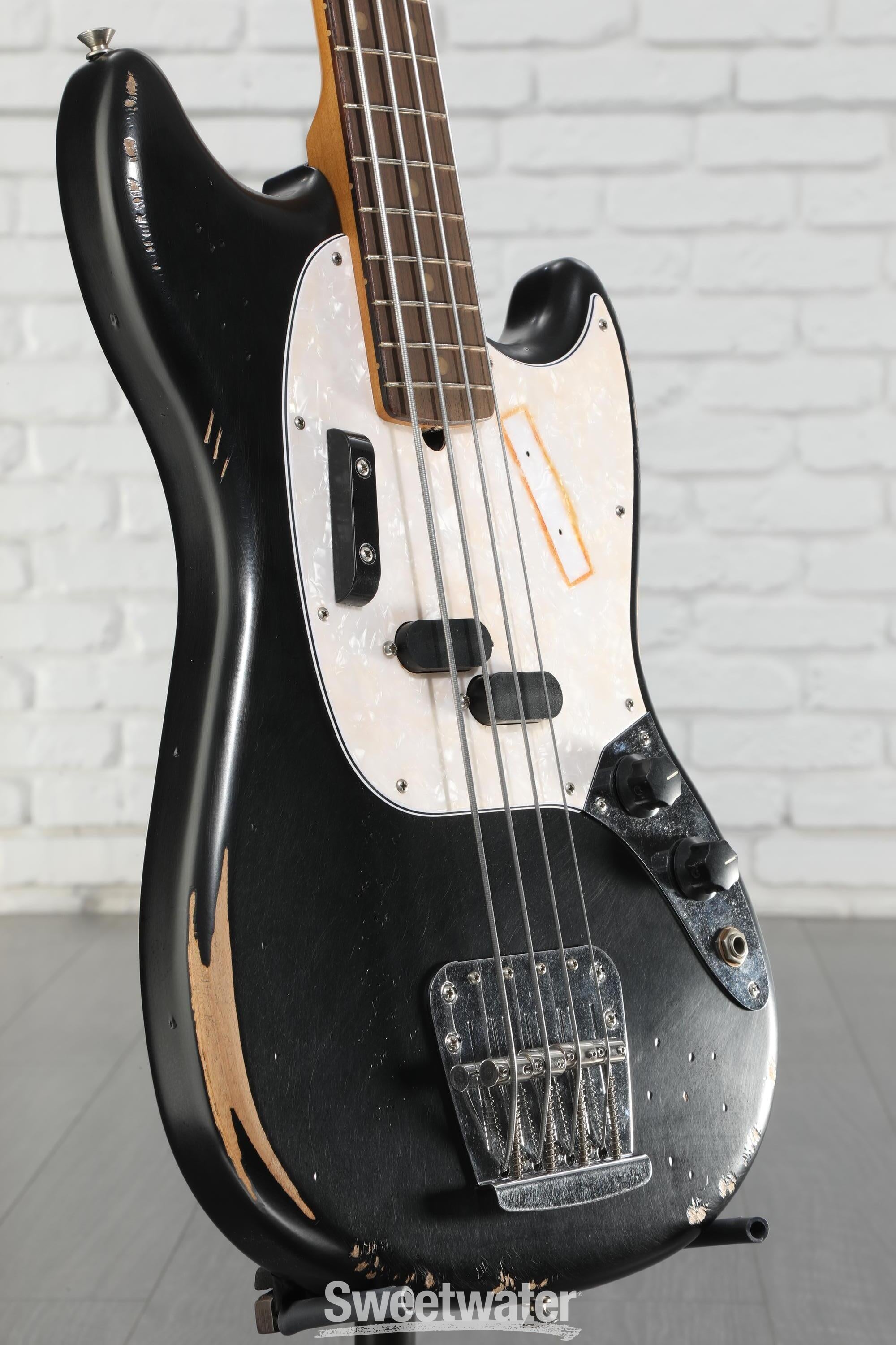 Fender JMJ Road Worn Mustang Bass - Black | Sweetwater