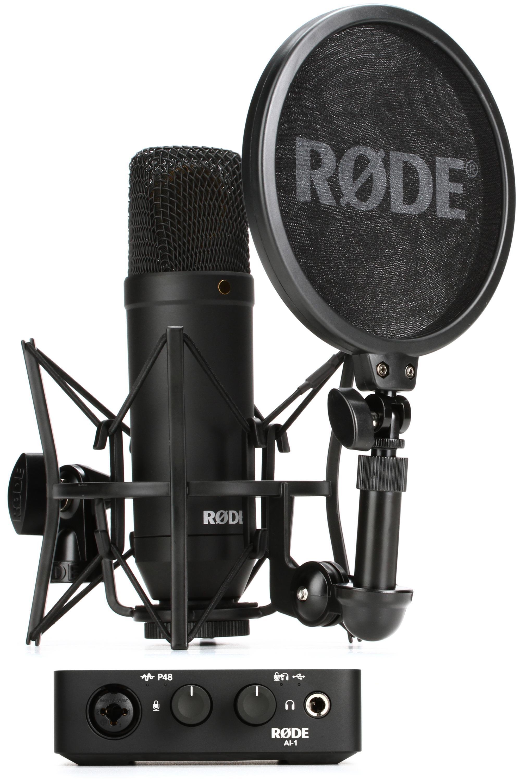 Rode Complete Studio Kit with AI-1 Audio Interface, NT1 Microphone, SM6  Shockmount, and XLR Cable