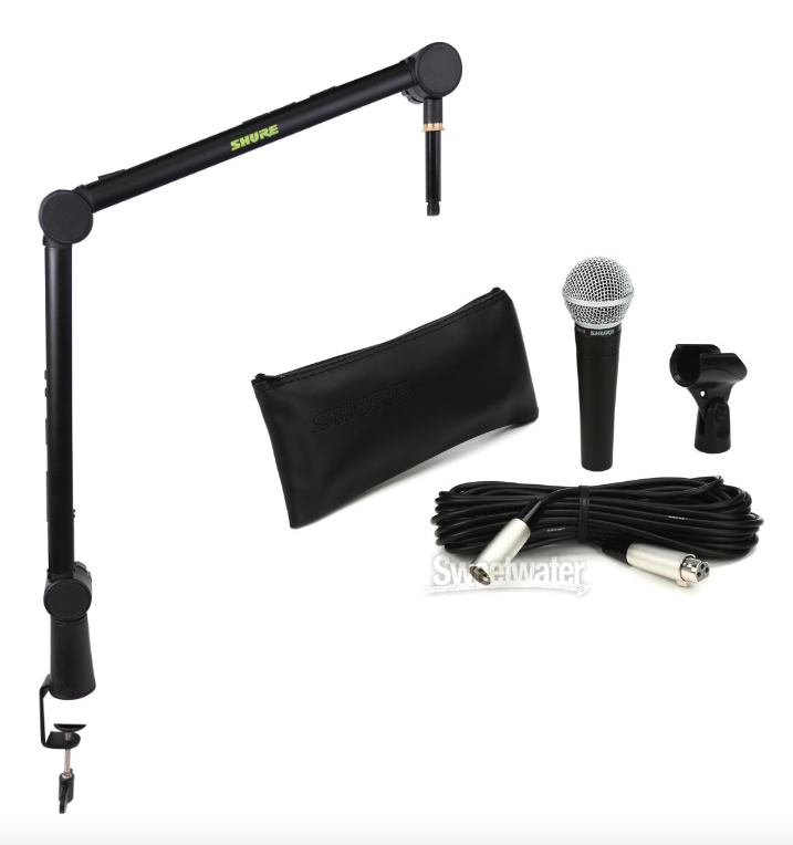 Shure SM58 Cardioid Dynamic Vocal Microphone and Desktop Boom Stand  Sweetwater