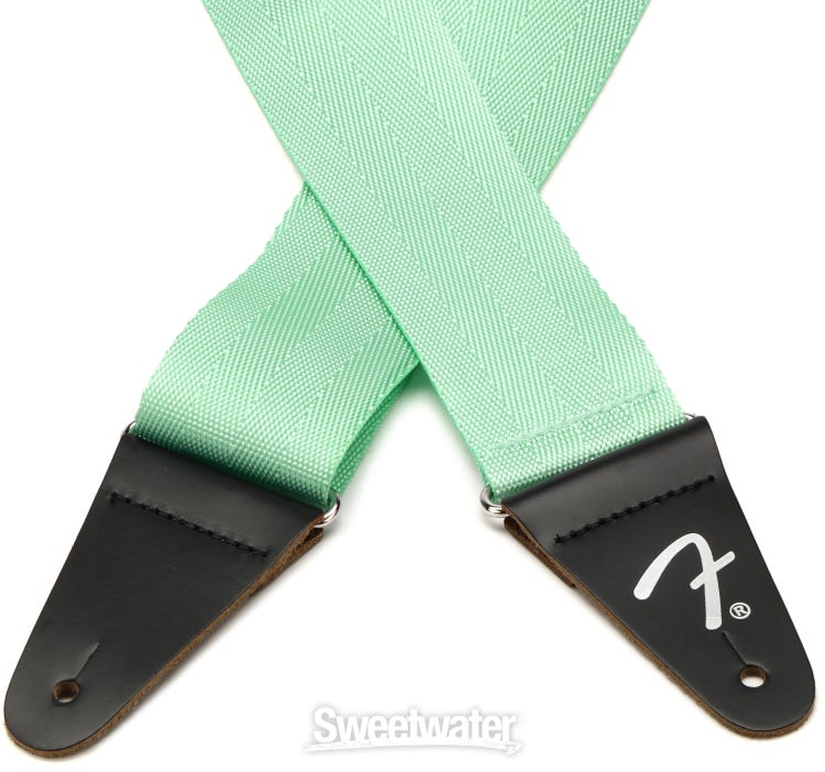 4.0 Leather Backed Guitar Strap - Light Green/Cream