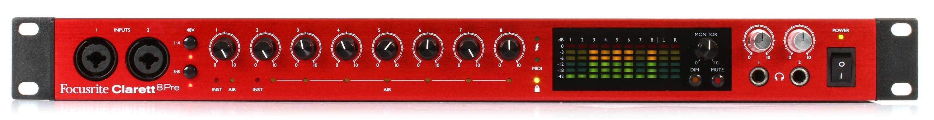 Focusrite Clarett 8Pre 18x20 Thunderbolt Audio Interface | Sweetwater