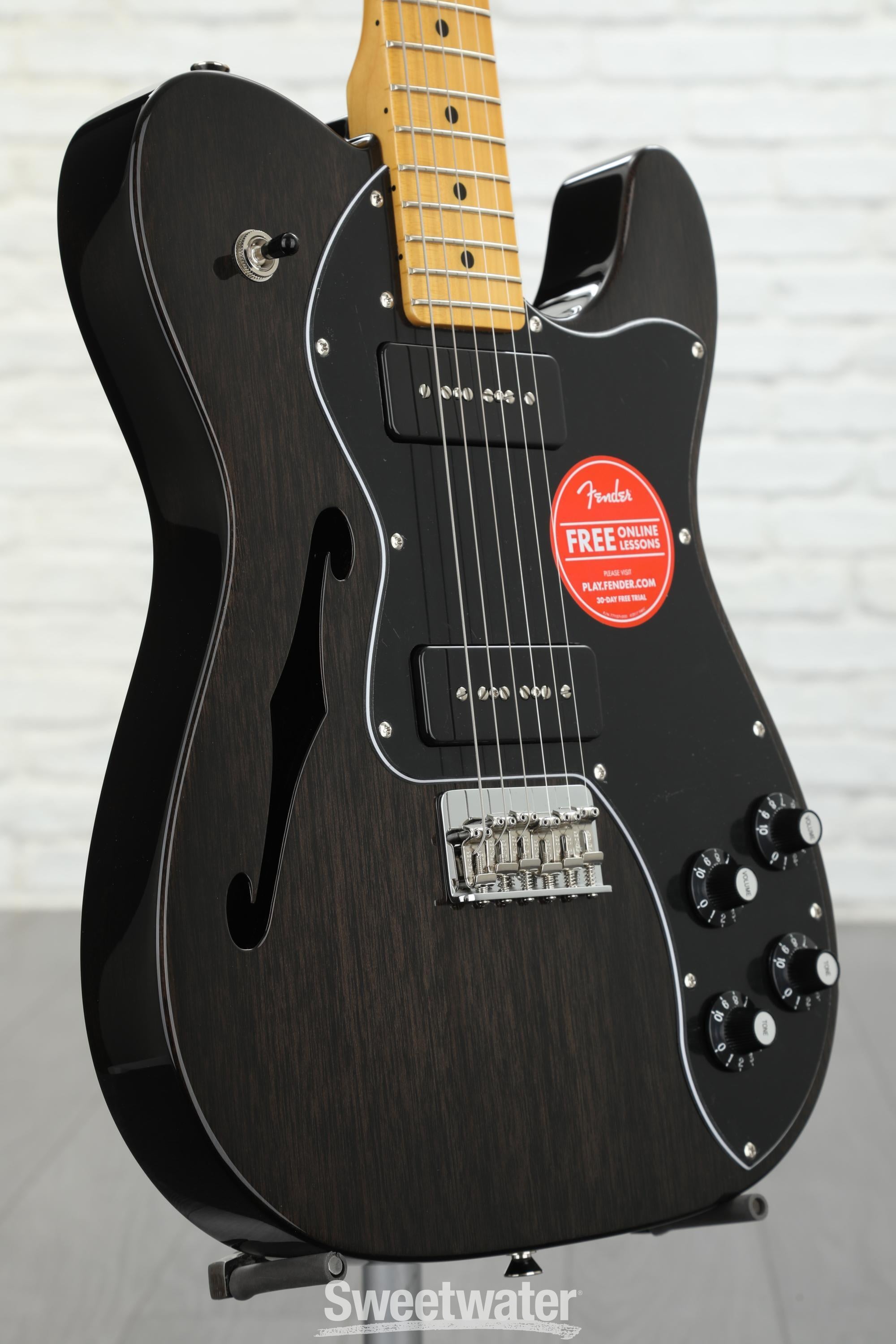 Fender Modern Player Telecaster Thinline Deluxe - Black Transparent