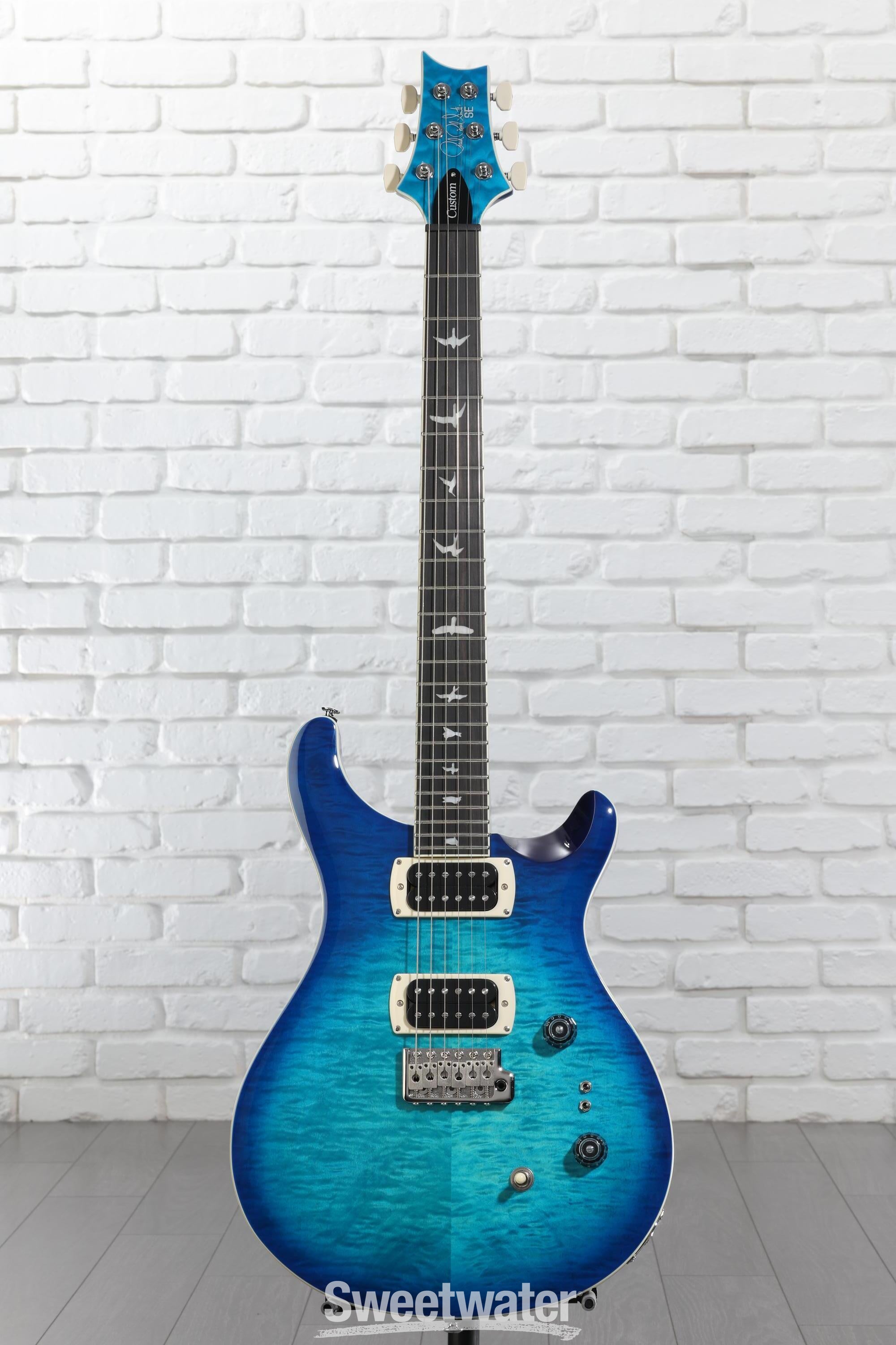 PRS SE Custom 24-08 Quilt Electric Guitar - Lake Blue | Sweetwater