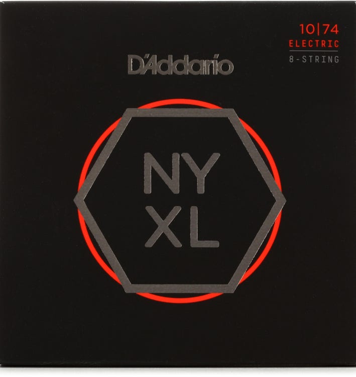 D'Addario NYXL1074 NYXL Nickel Wound Electric Guitar Strings -.010-.074 Regular Light, 8-string