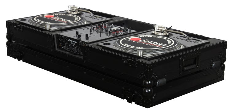 FZBM10WBL Universal Turntable DJ Coffin with Wheels - Black Label