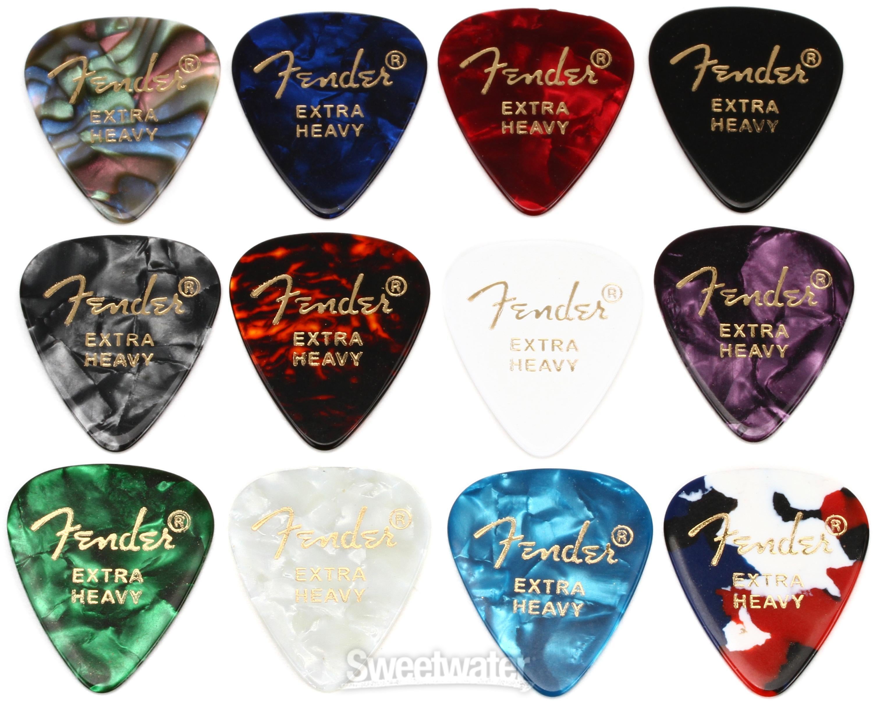 Fender 351 Celluloid Guitar Pick Medley - Extra Heavy (12