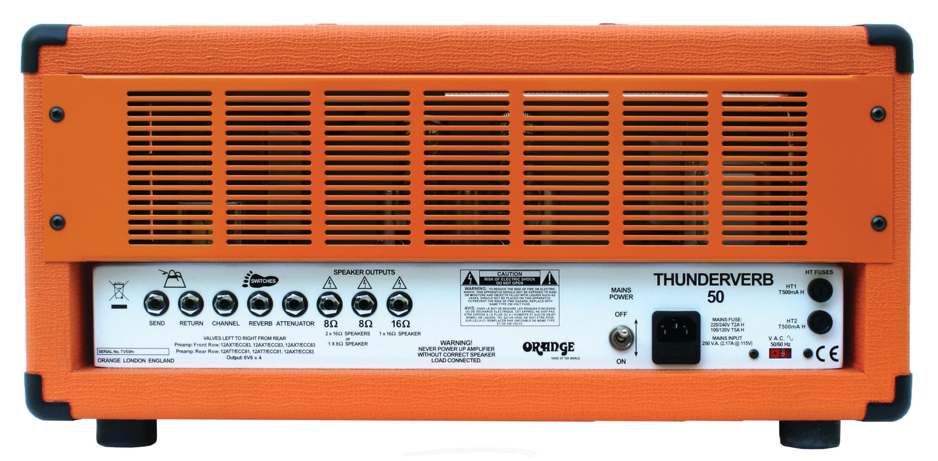 Orange Thunderverb 50 - 50-Watt 2-Channel Tube Head w/Attenuator Orange