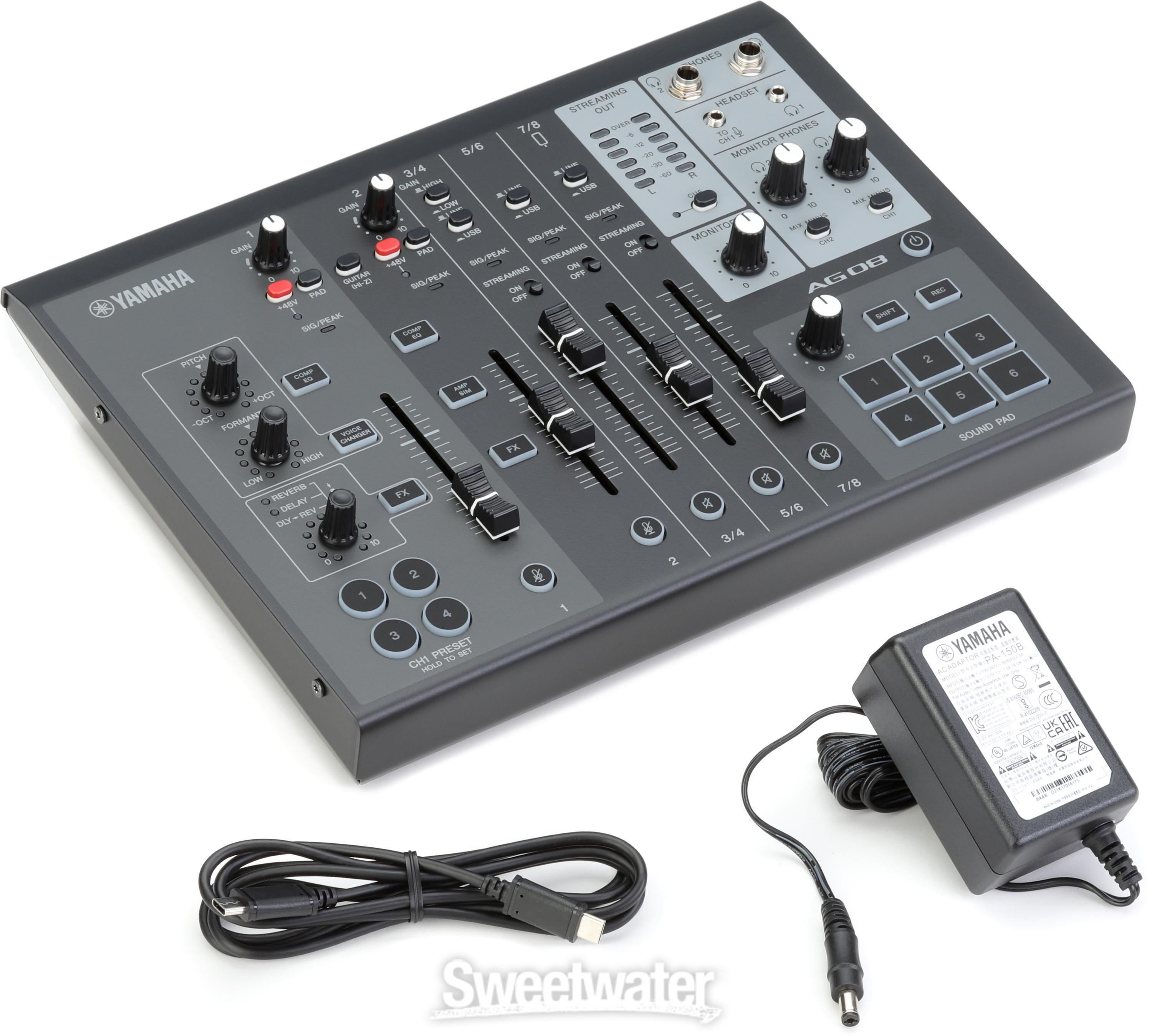 Yamaha AG08 8-channel Mixer/USB Interface for Mac/PC - Black | Sweetwater