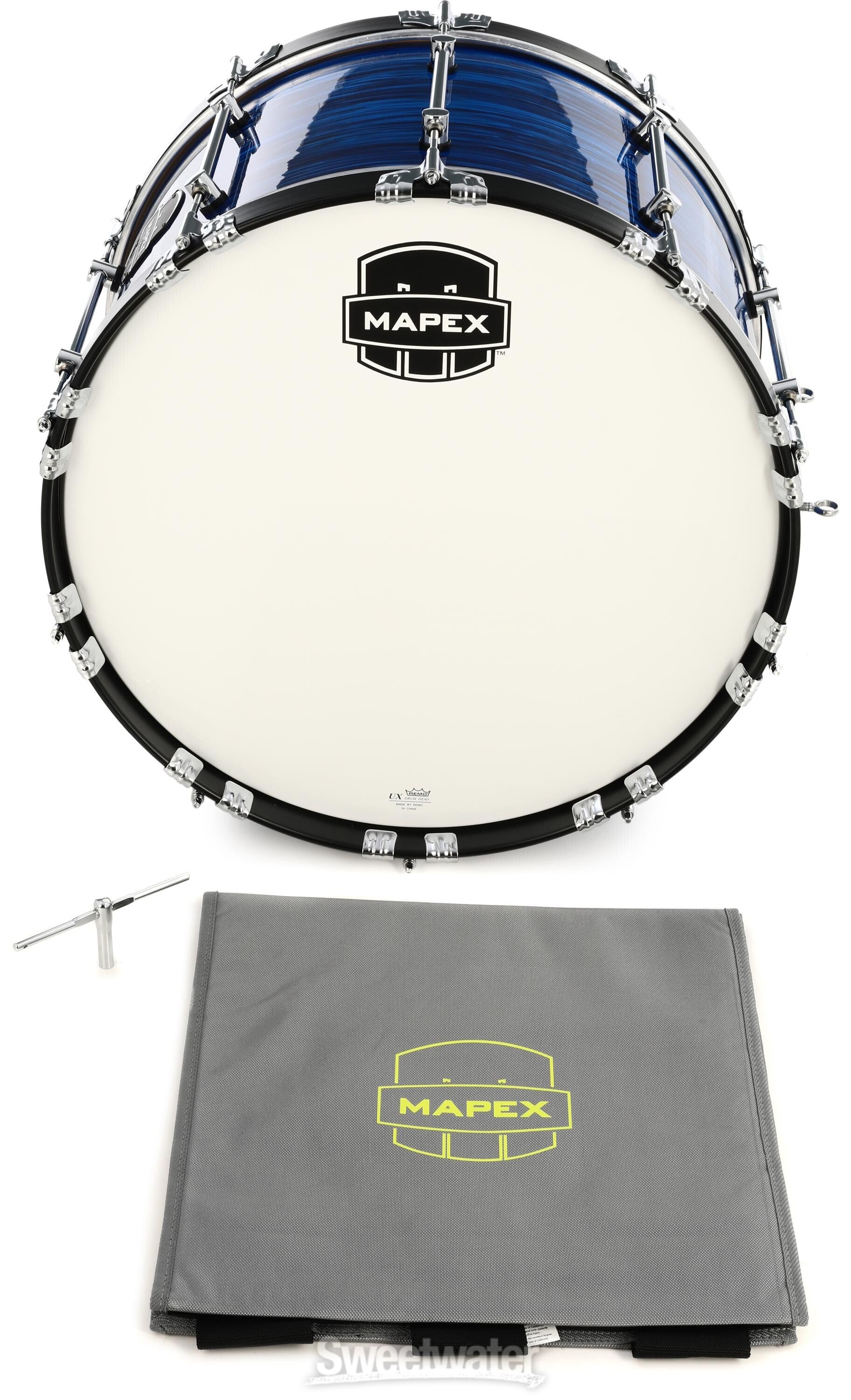 Mapex Quantum Mark II Marching Bass Drum - 14 x 22 inch - Blue Ripple