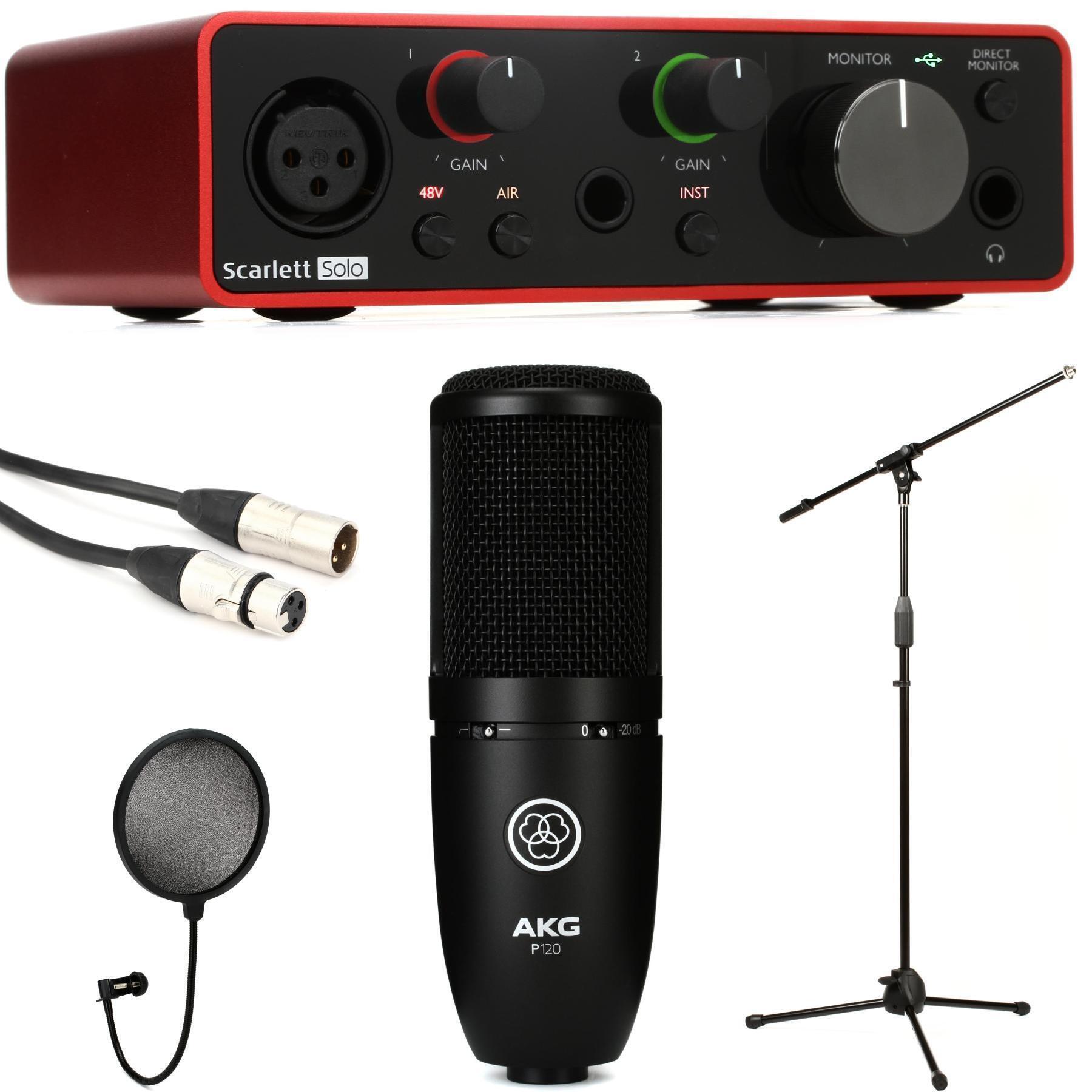 Focusrite Scarlett Solo Gen 3 USB Audio Interface and AKG