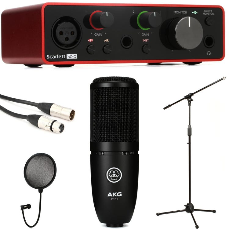 Focusrite Scarlett Solo Gen 3 USB Audio Interface and AKG P120  