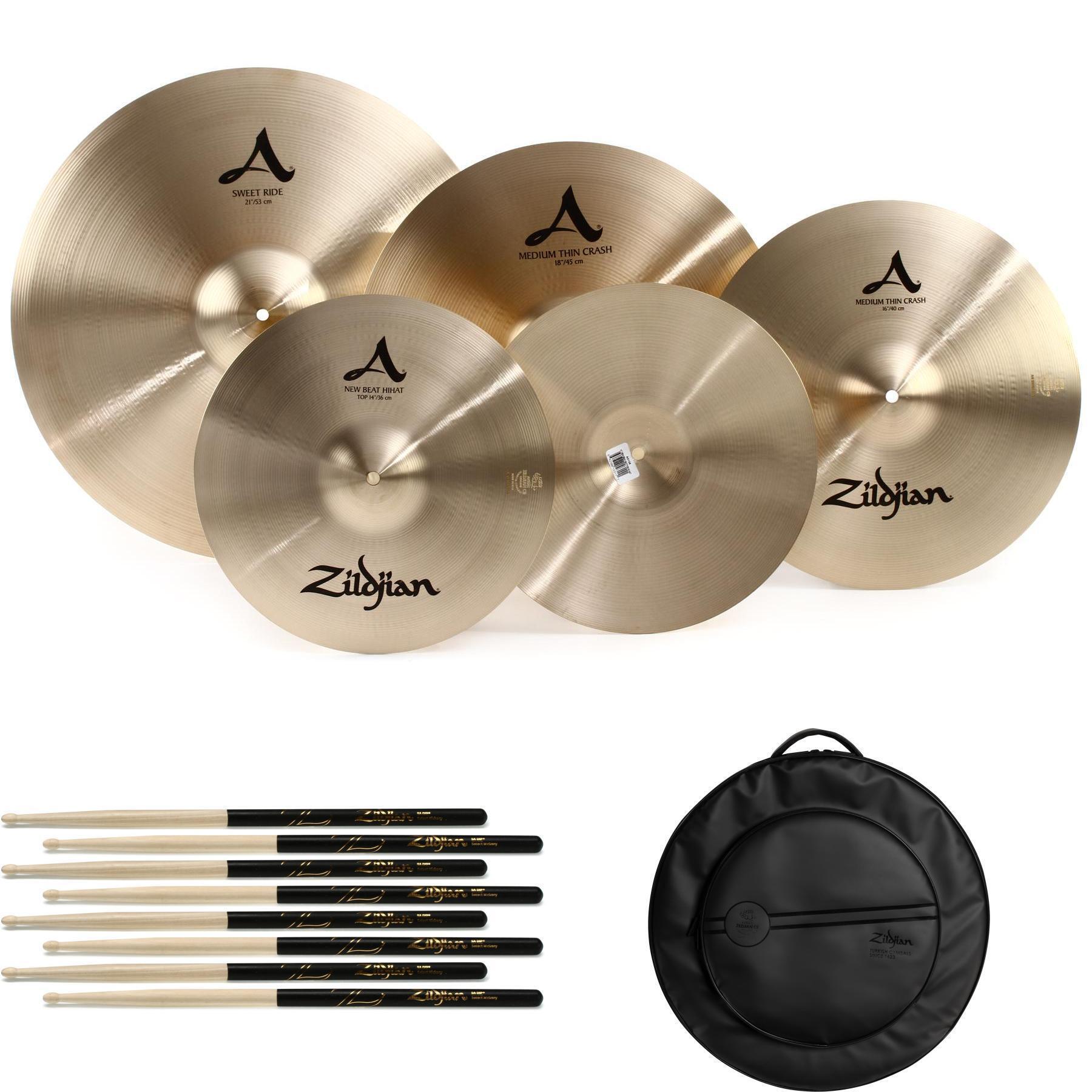 Zildjian A Sweet Ride Cymbal Set and Gig Bag Bundle - 14/16/18/21-inch