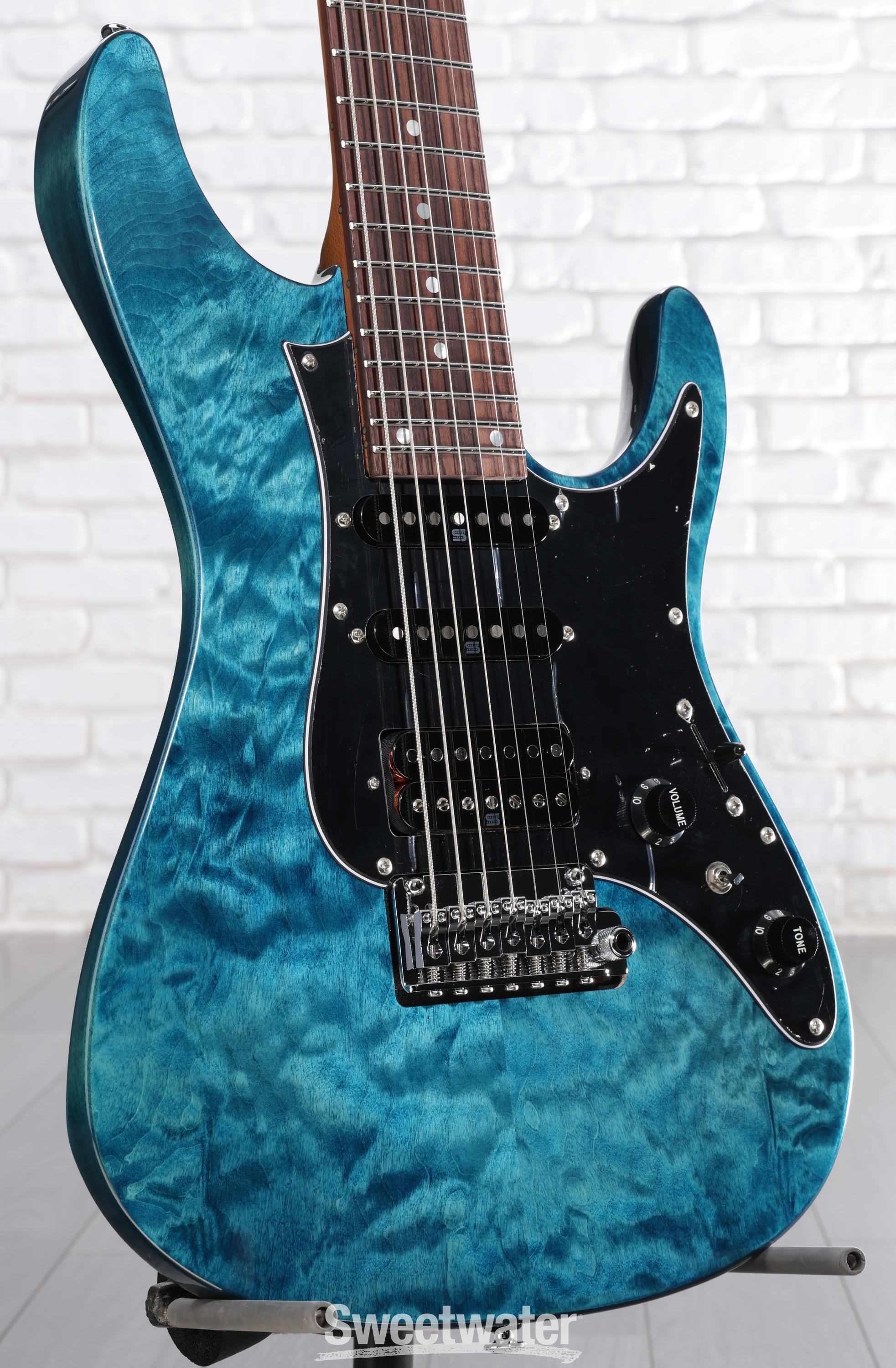 Photo of Ibanez Premium AZ447P1QM 7-string Electric Guitar - Cosmic Blue