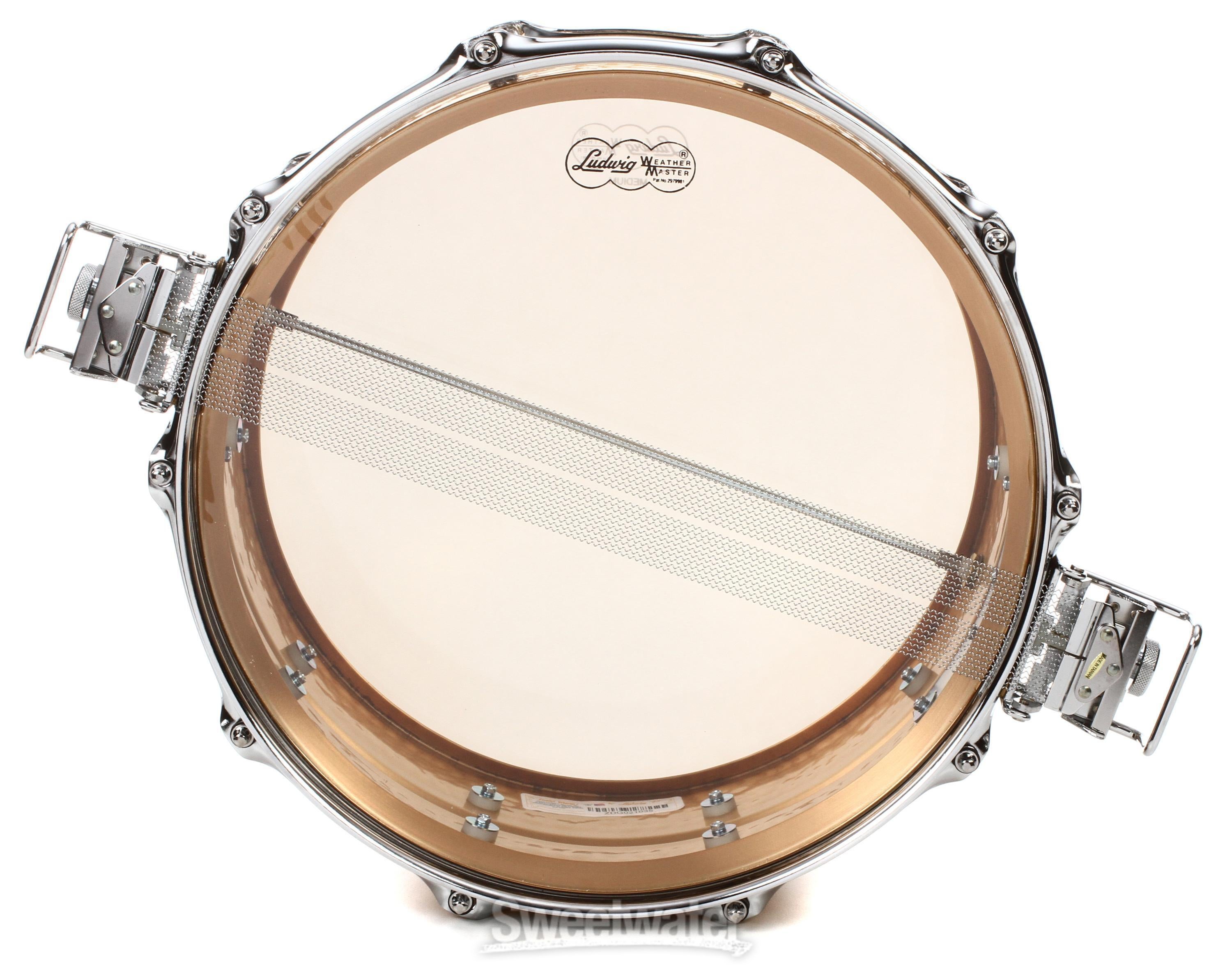 Ludwig Hammered Brass Snare Drum with Super-Sensitive Throw Off