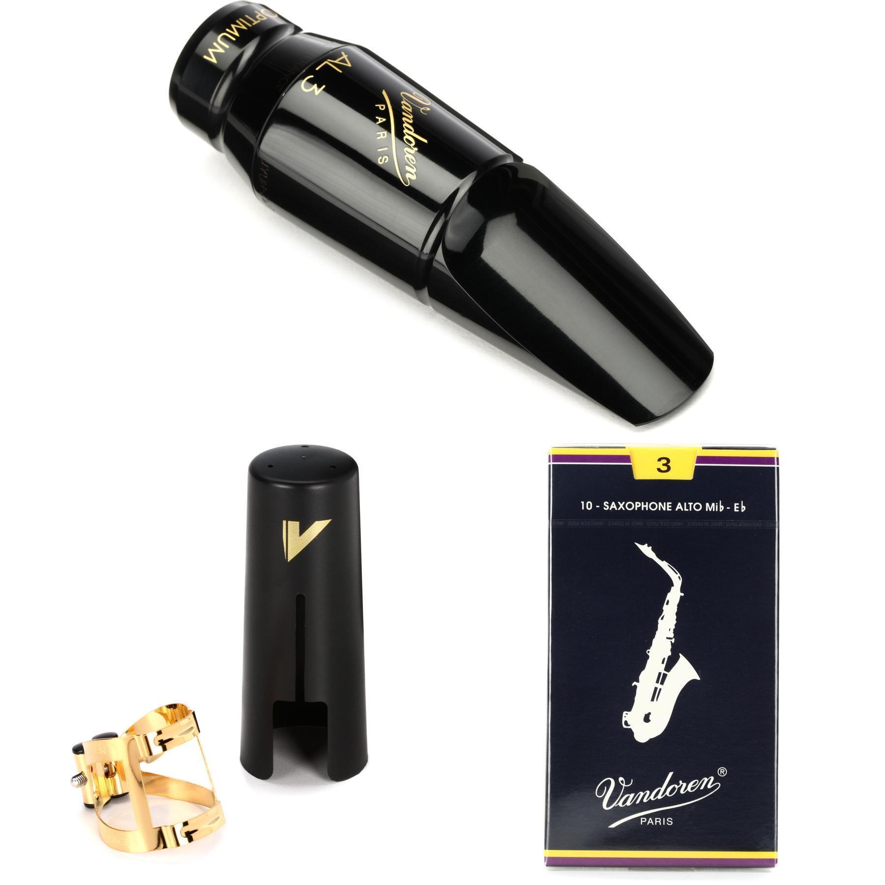 Vandoren SM711 Optimum Series Alto Saxophone Mouthpiece, Ligature, and Reeds Bundle AL3/3.0