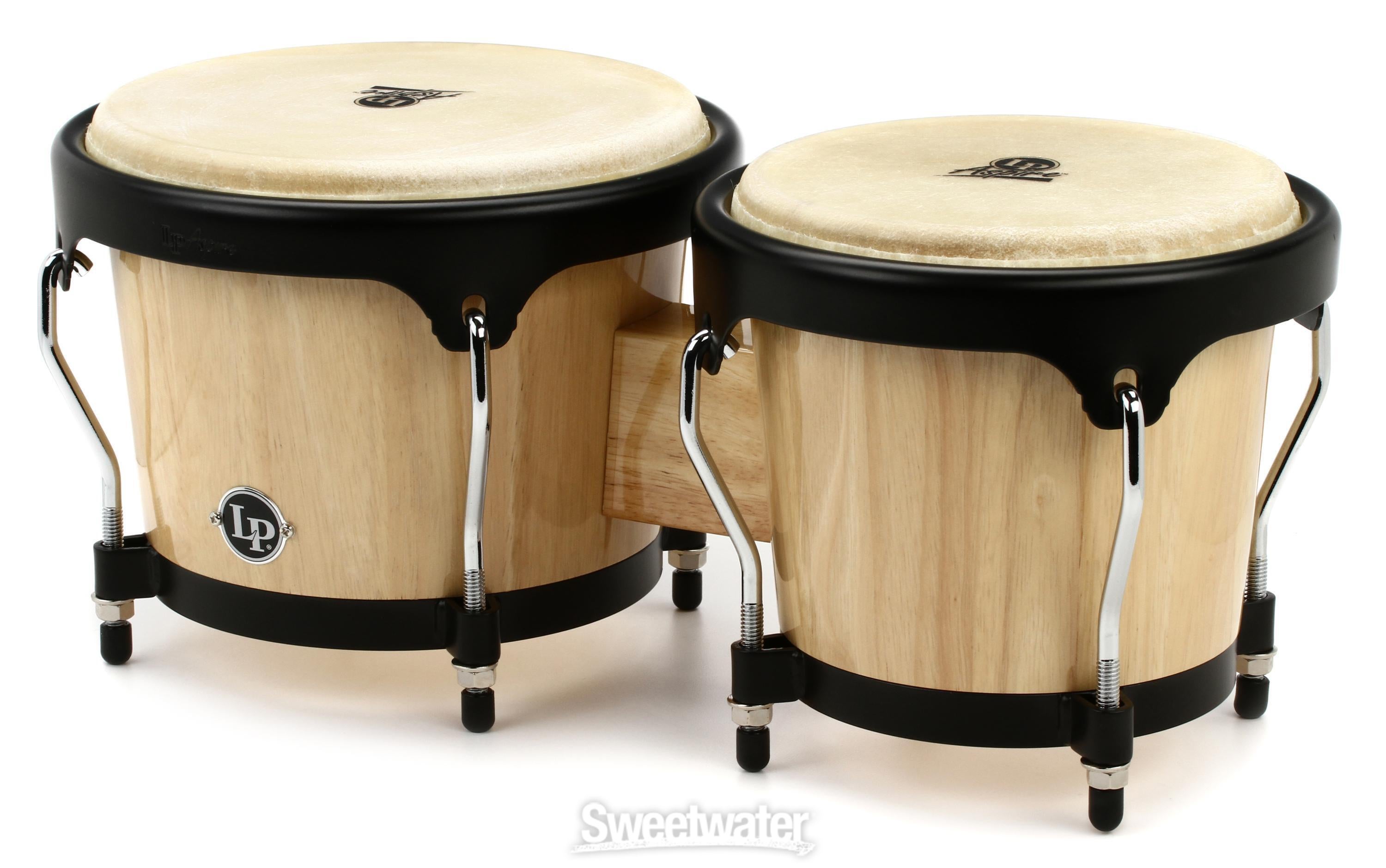 Latin Percussion Aspire Wood Bongos - Natural with Black Hardware 