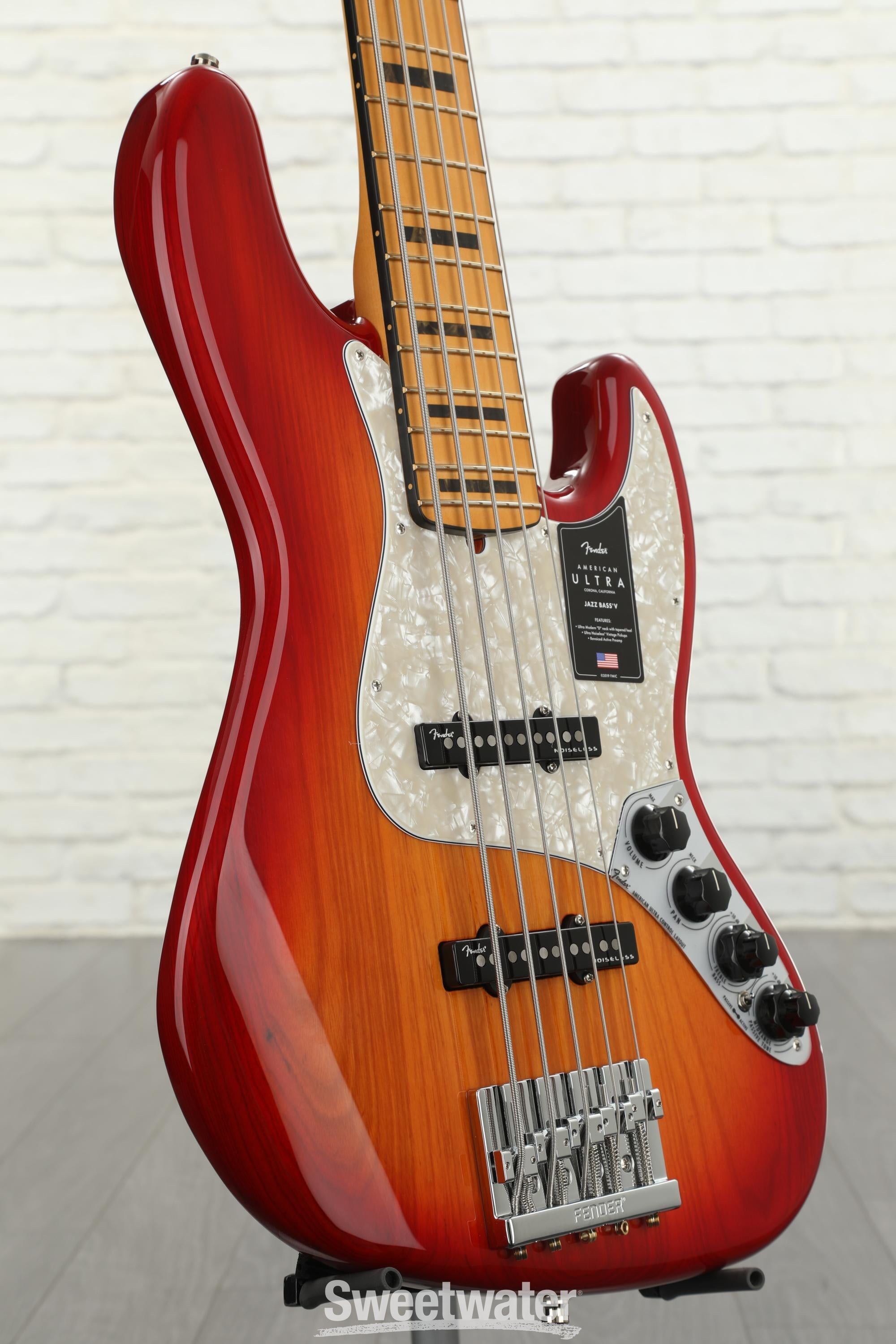Fender American Ultra Jazz Bass V - Plasma Red Burst with