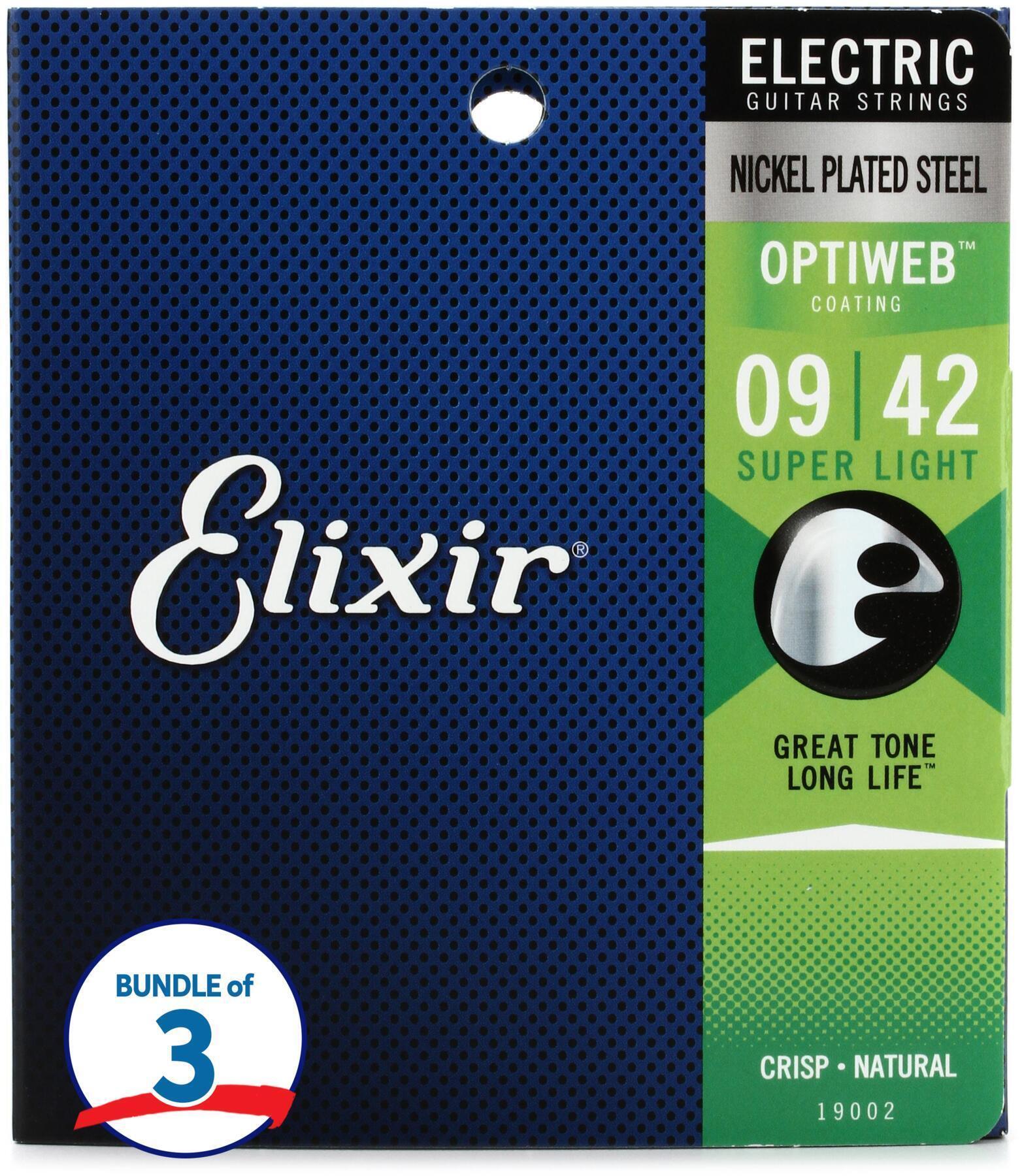 Elixir Strings 19002 Optiweb Electric Guitar Strings .009 .042