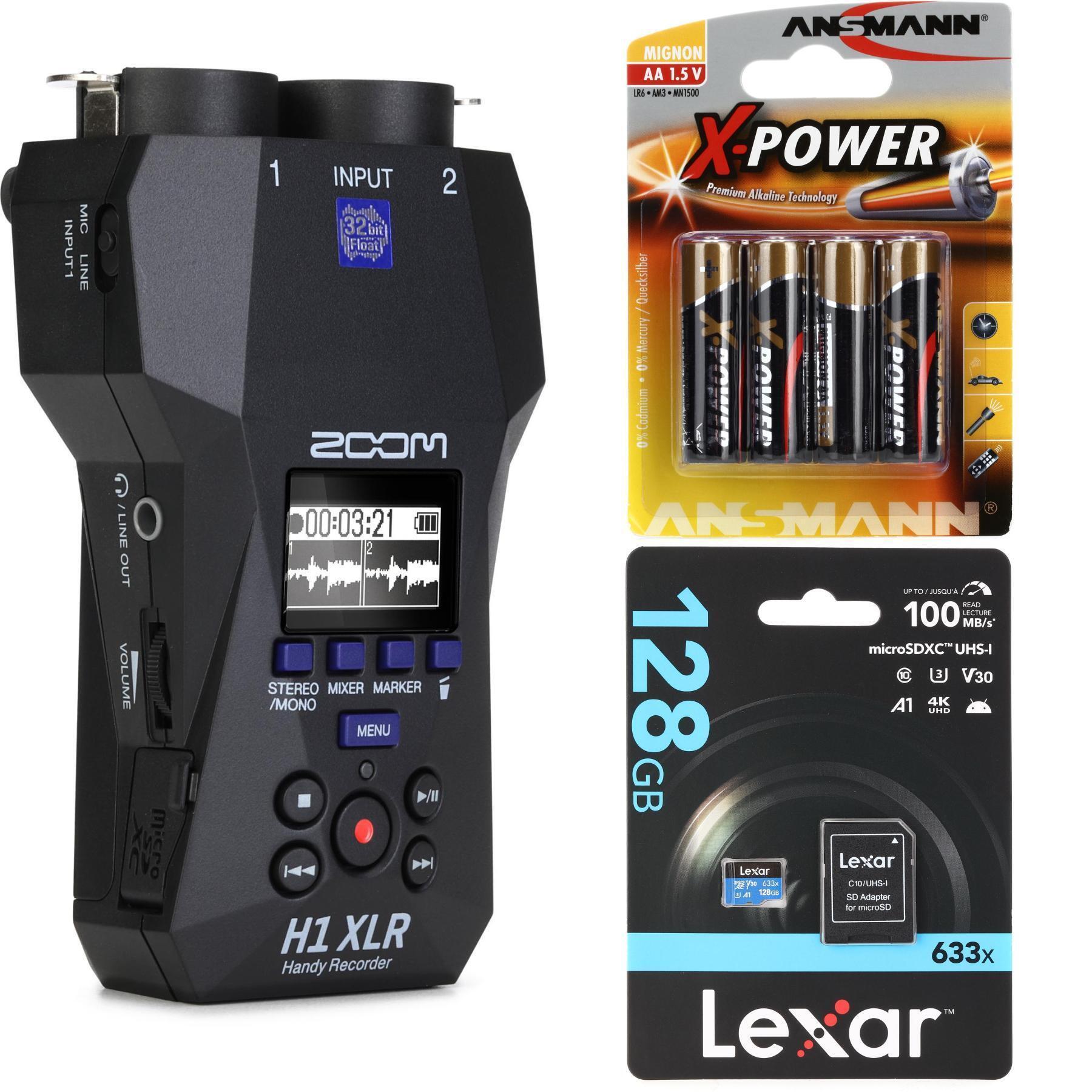 Photo of Zoom H1 XLR Portable Recorder with MicroSDXC Card and Batteries