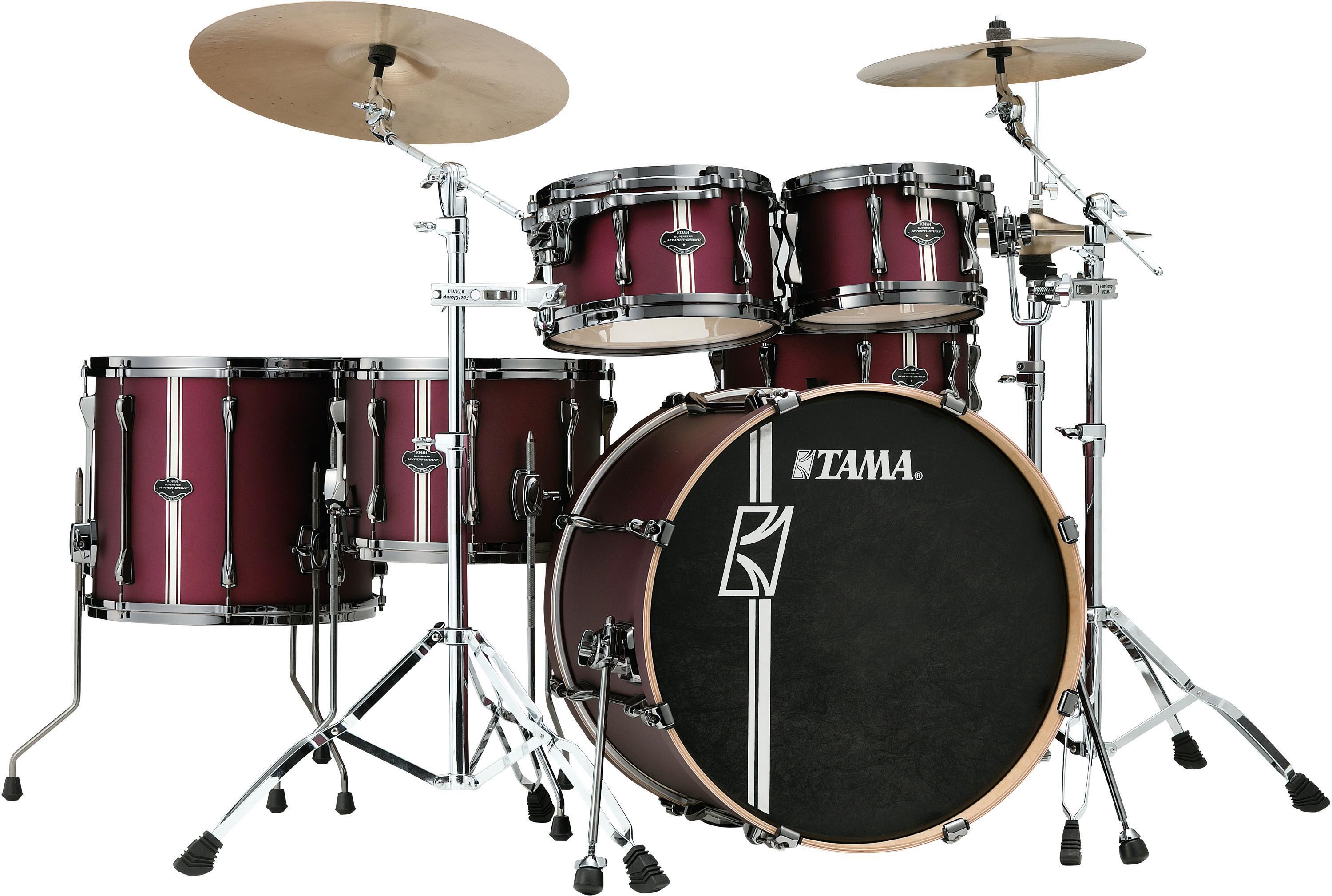 Tama Superstar Hyper-Drive Duo ML52HZBN2 5-piece Shell Pack with Snare Drum  - Satin Burgundy Vertical Stripe