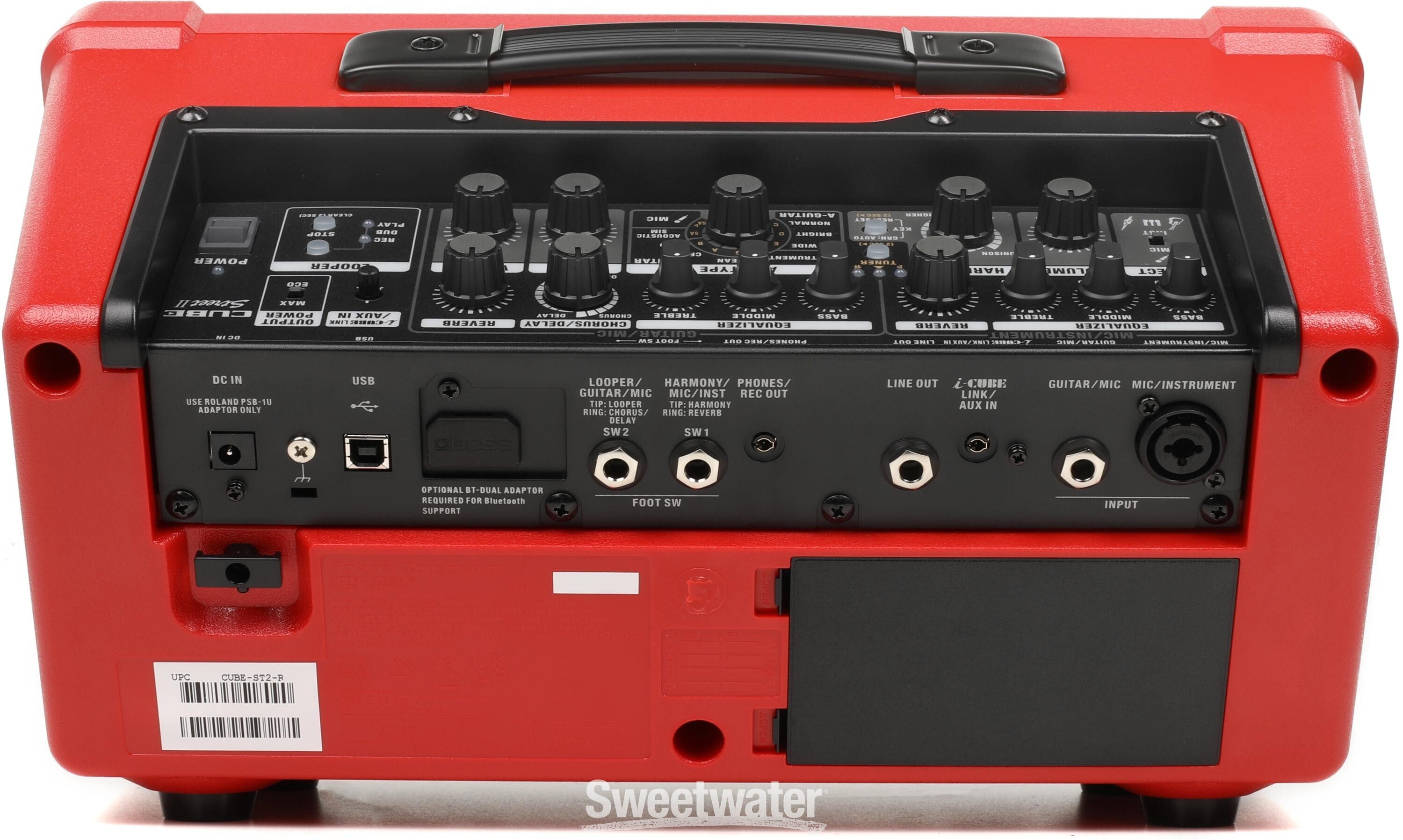 Boss CUBE Street 2 - 2x6.5 10-watt Battery Powered Combo Amp - Red |  Sweetwater