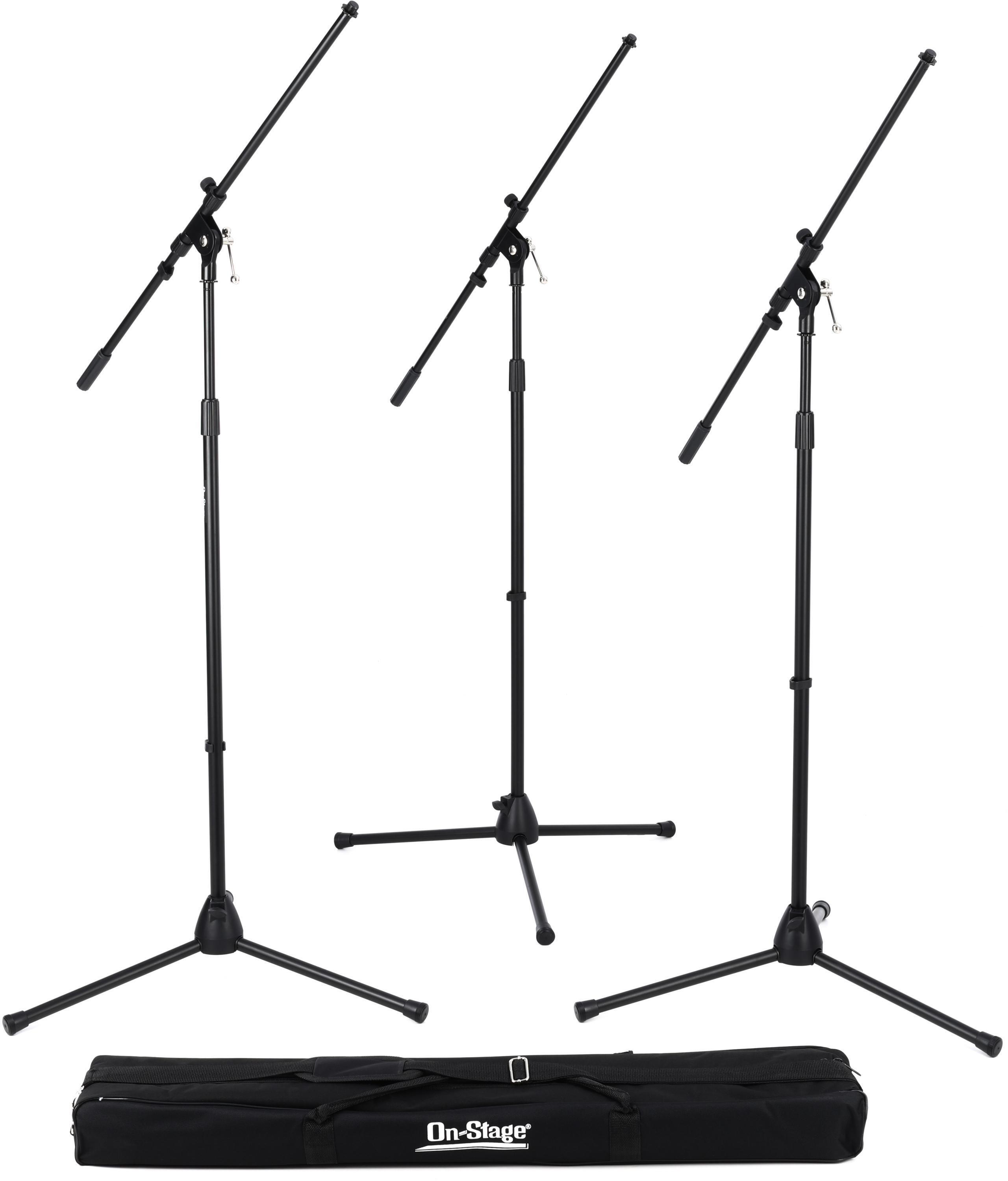 On-Stage MSP7703 3 Euro Boom Microphone Stands with Bag - Black