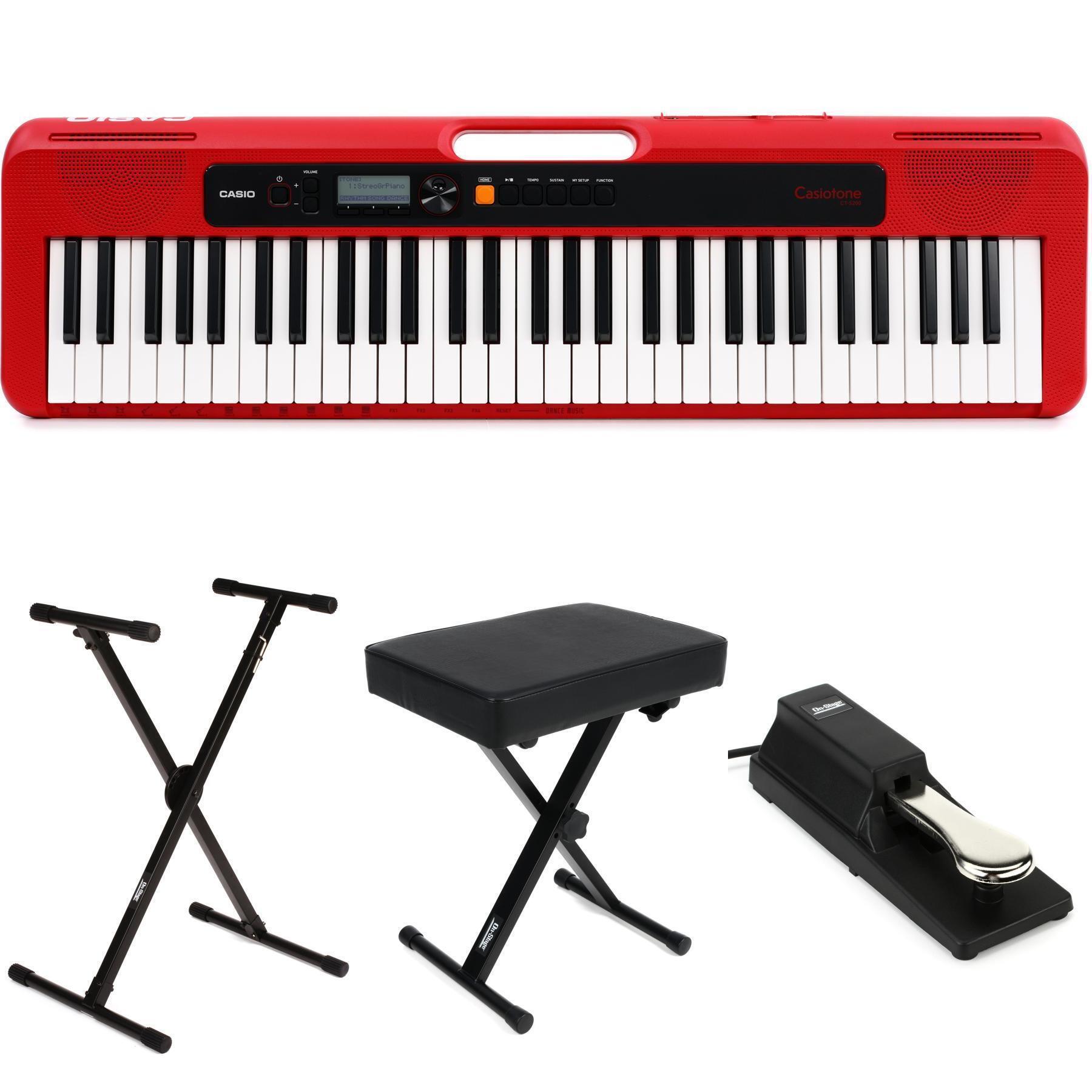 Casio Casiotone CT S  key Portable Arranger Keyboard Essentials  Bundle  Red