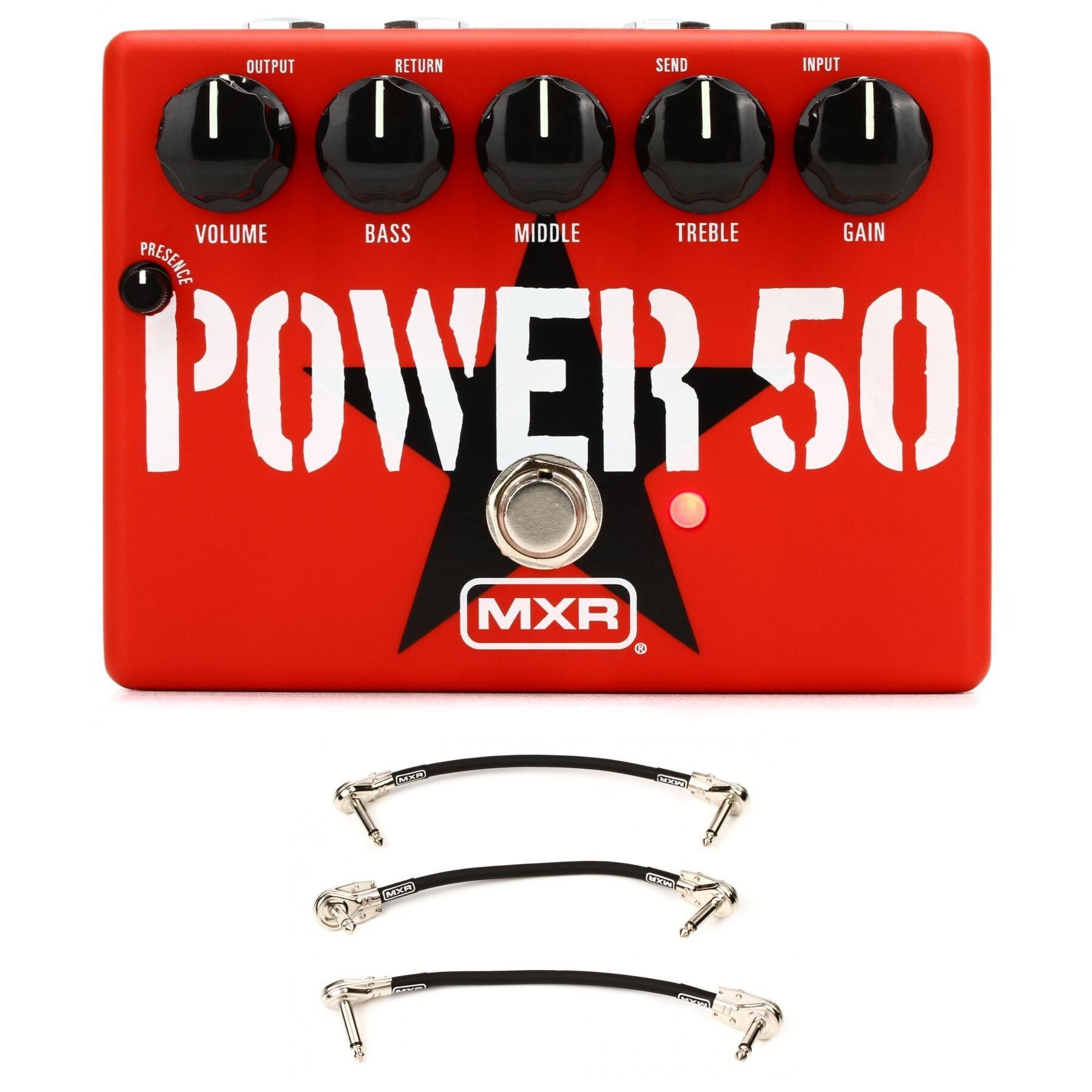 MXR Tom Morello Power 50 Overdrive Pedal with 3 Patch Cables